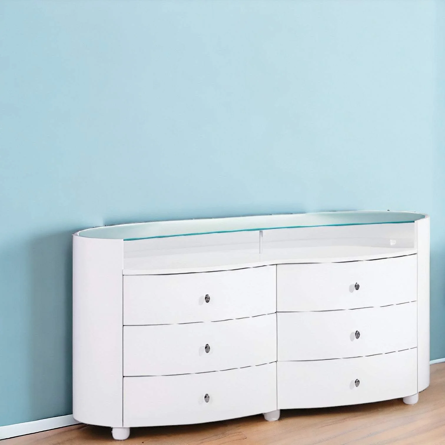31" Sophisticated White High Gloss Dresser - Image 2