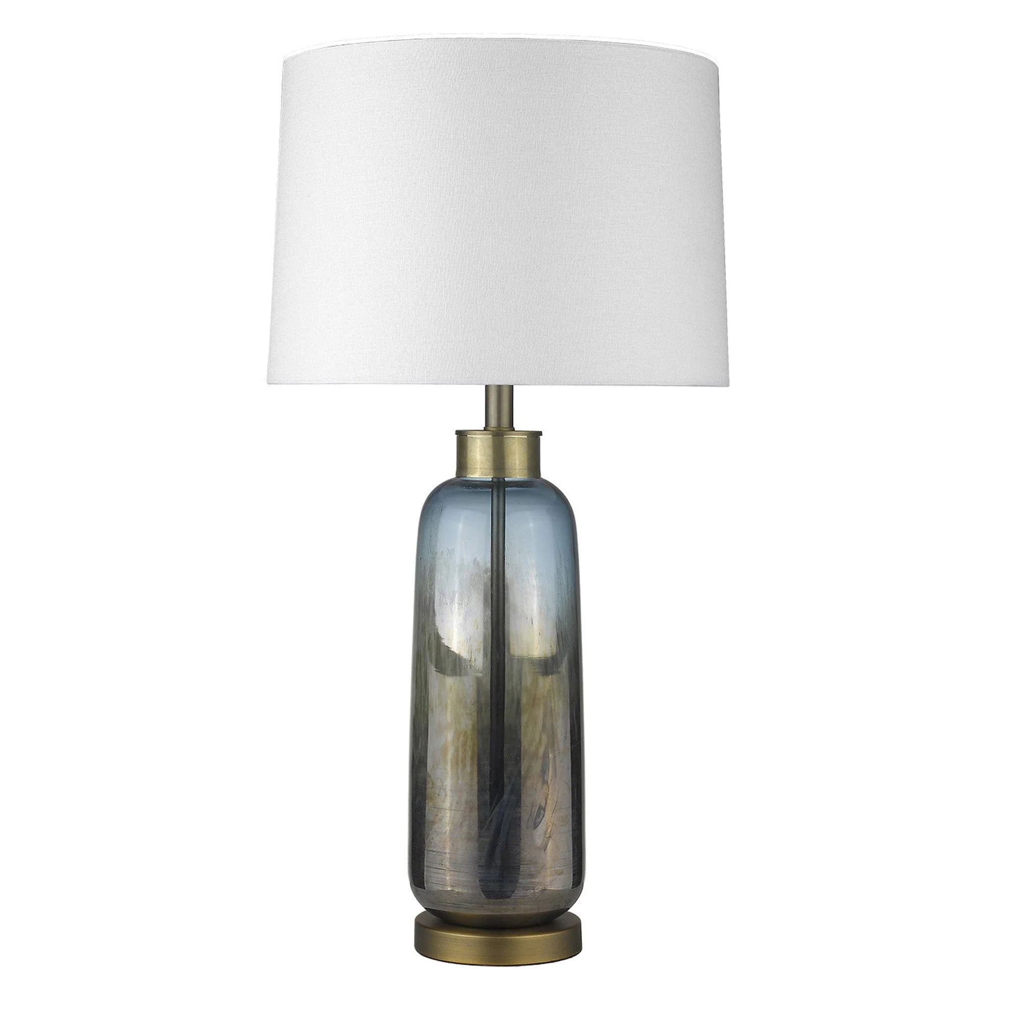 31" Steel Blue Glass Table Lamp With White Empire Shade - Image 2