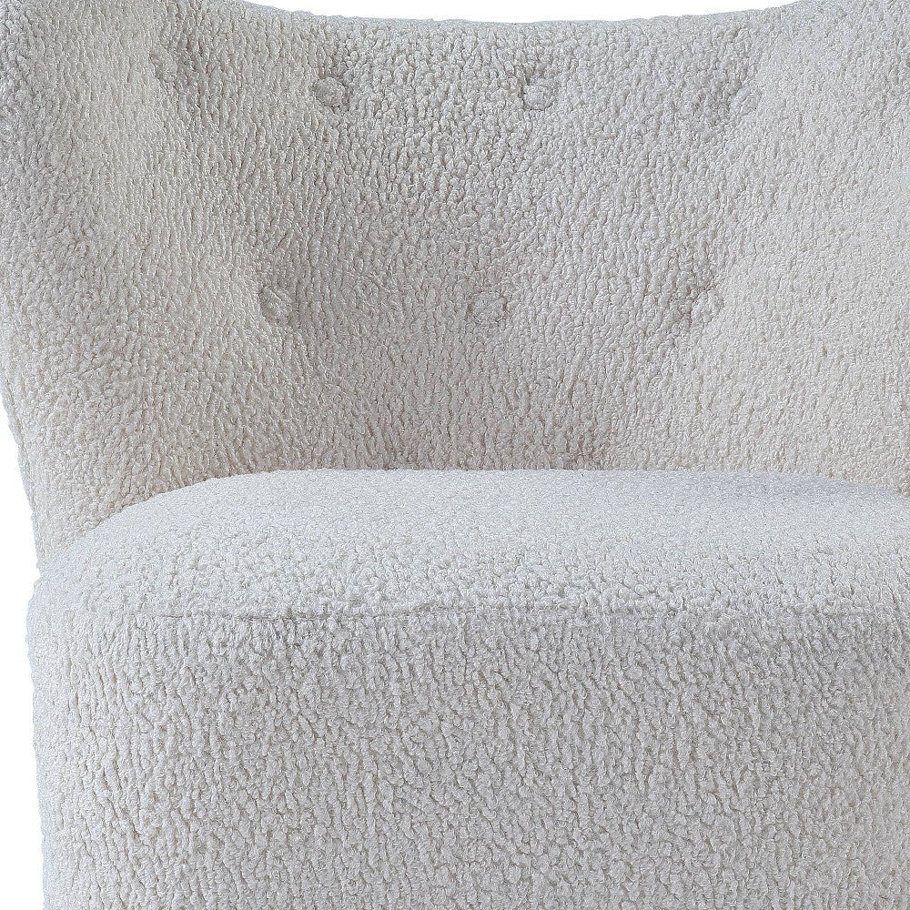 31" White Sherpa And Brown Polka Dots Wingback Chair - Image 5