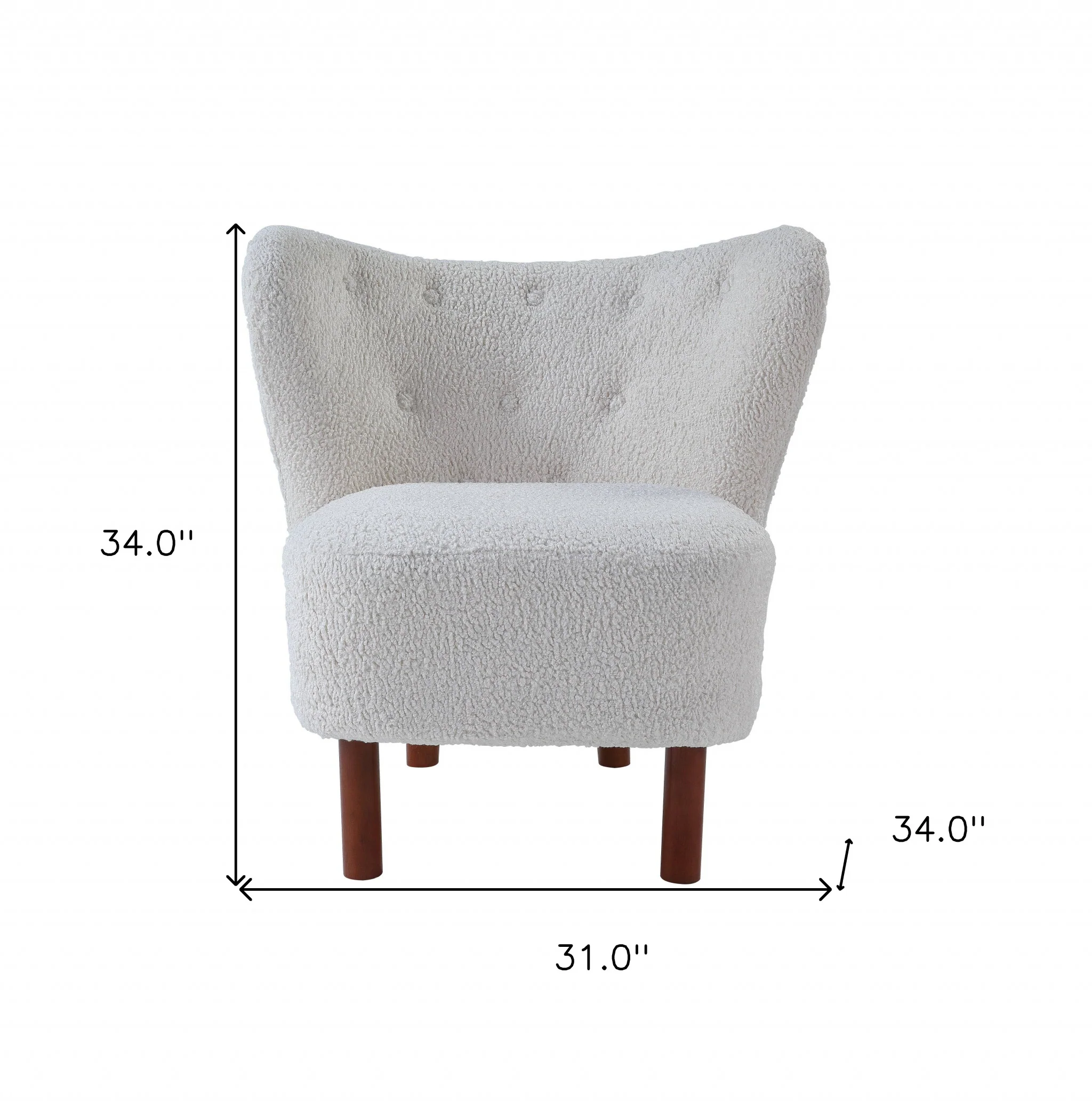 31" White Sherpa And Brown Polka Dots Wingback Chair - Image 6