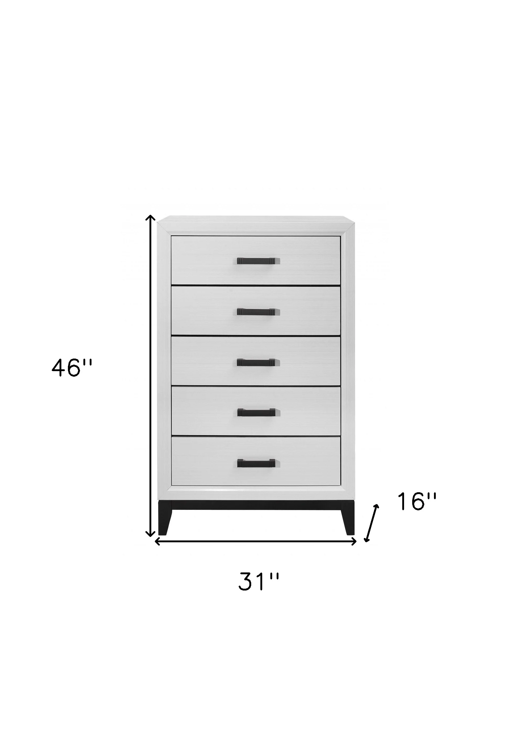 31" White Wood Five Drawer Standard Chest - Image 5
