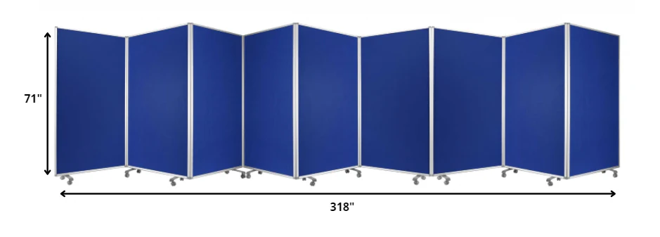 318" X 1" X 71" Blue, Metal, 9 Panel, Screen - Image 5
