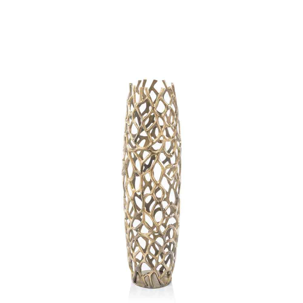 32" Aluminum Gold Twigs Cylinder Floor Vase - Image 2
