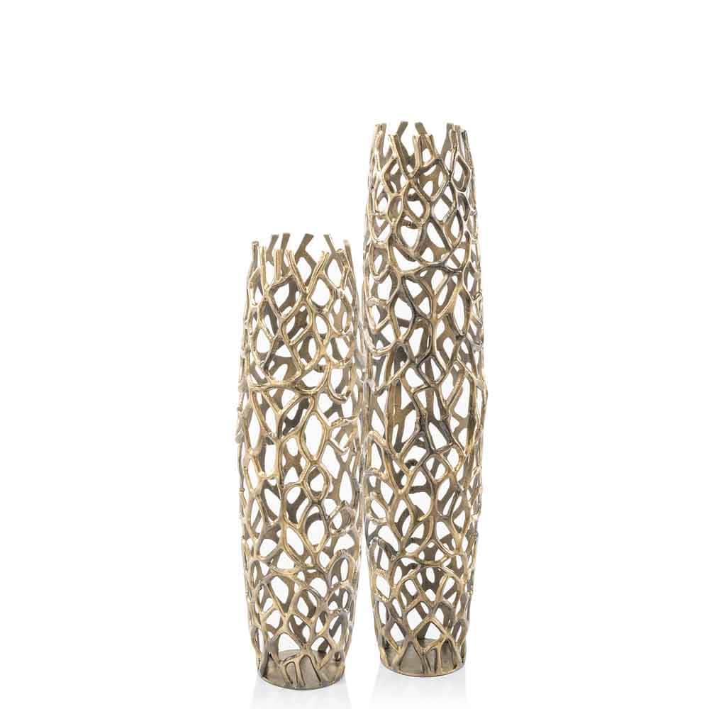 32" Aluminum Gold Twigs Cylinder Floor Vase - Image 4