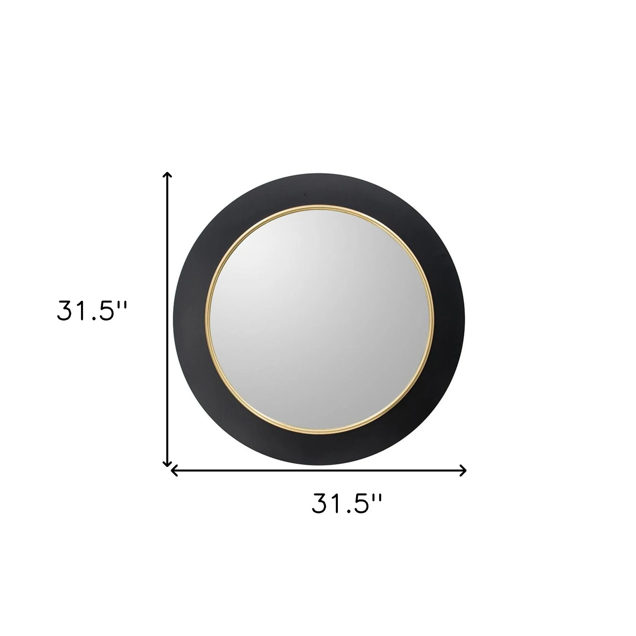 32" Black and Gold Lighted Round Metal Framed Accent Mirror - Image 5