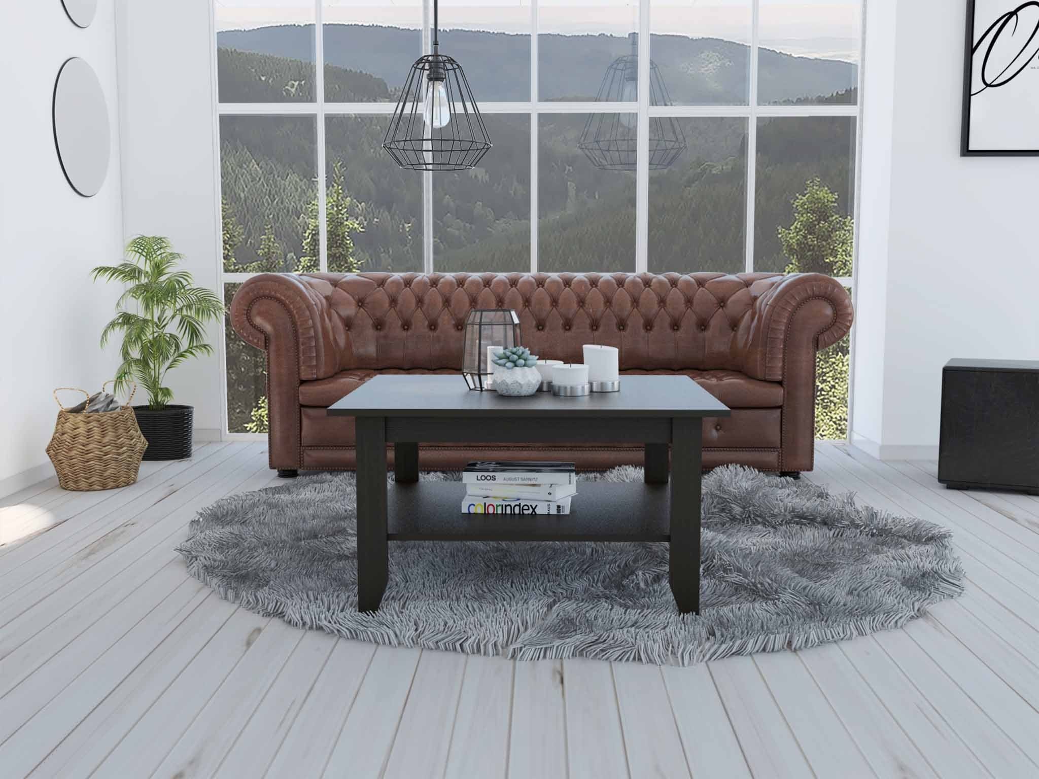 32" Black Coffee Table With Shelf - Image 6