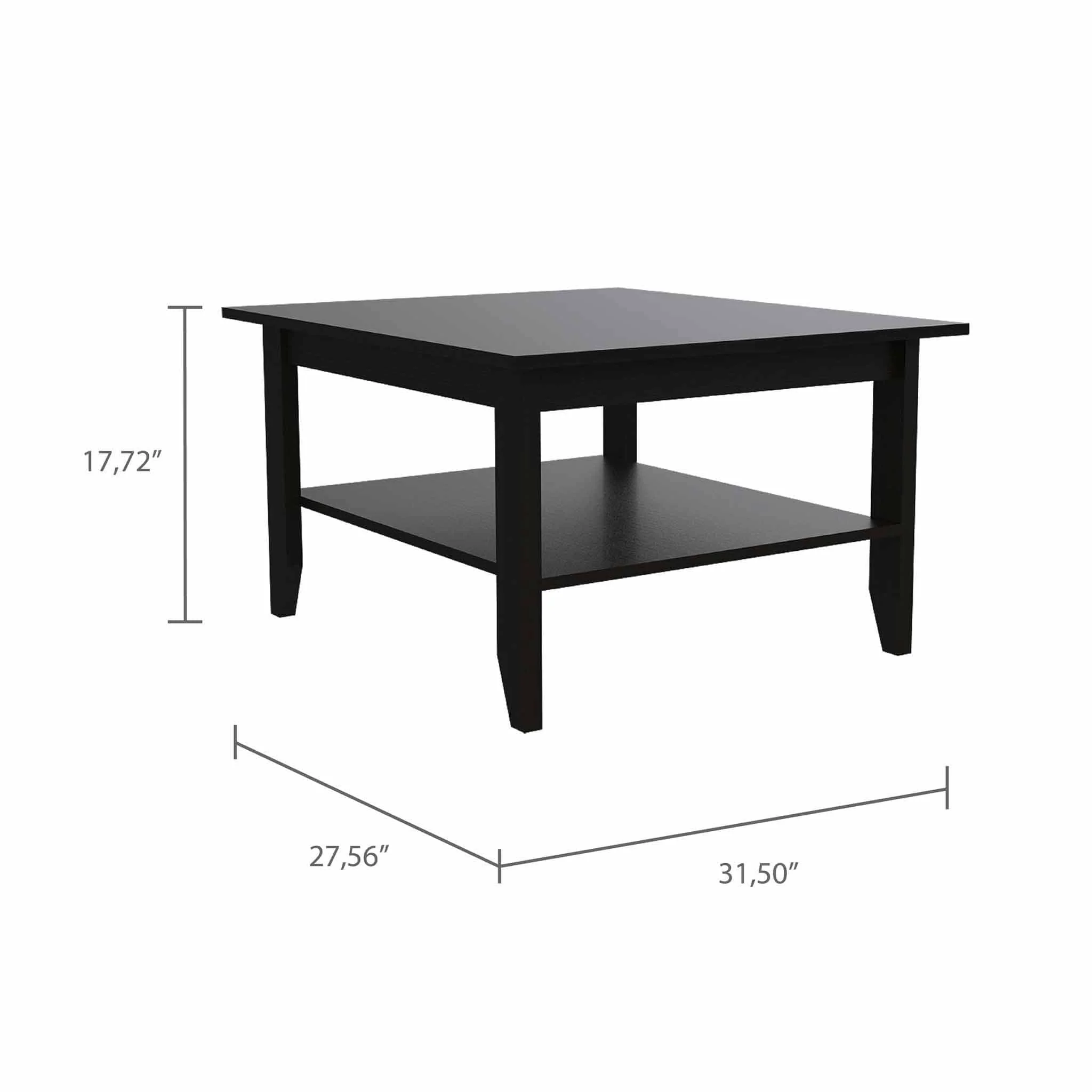 32" Black Coffee Table With Shelf - Image 7