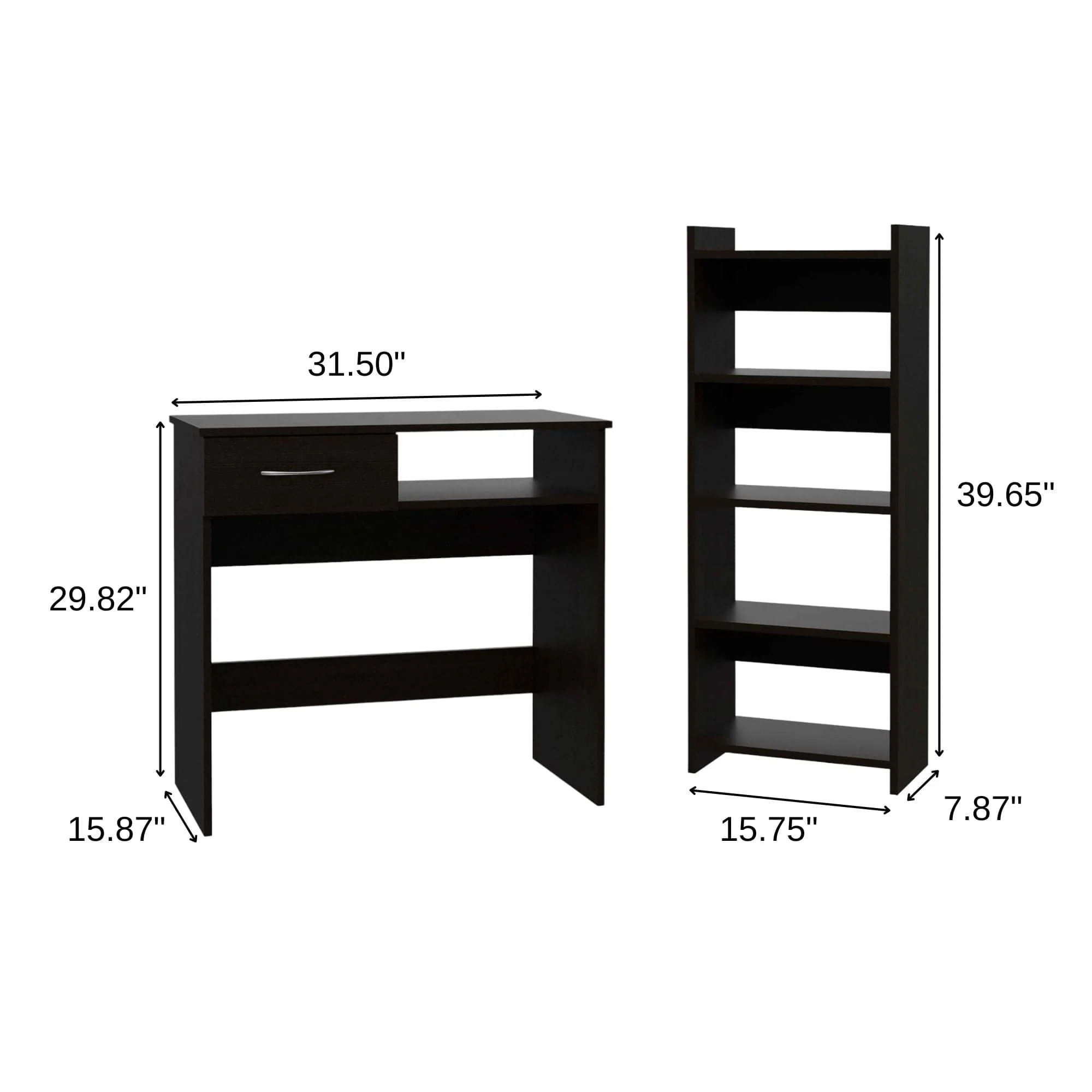 32" Black Computer Desk Desk and Bookshelf Set - Image 7