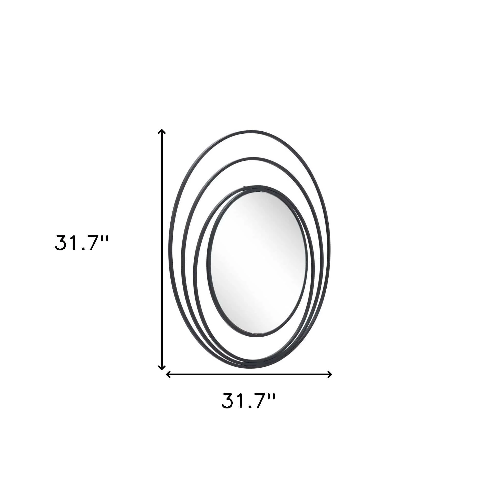 32" Black Concentric Circles Round Wall Mirror - Image 8
