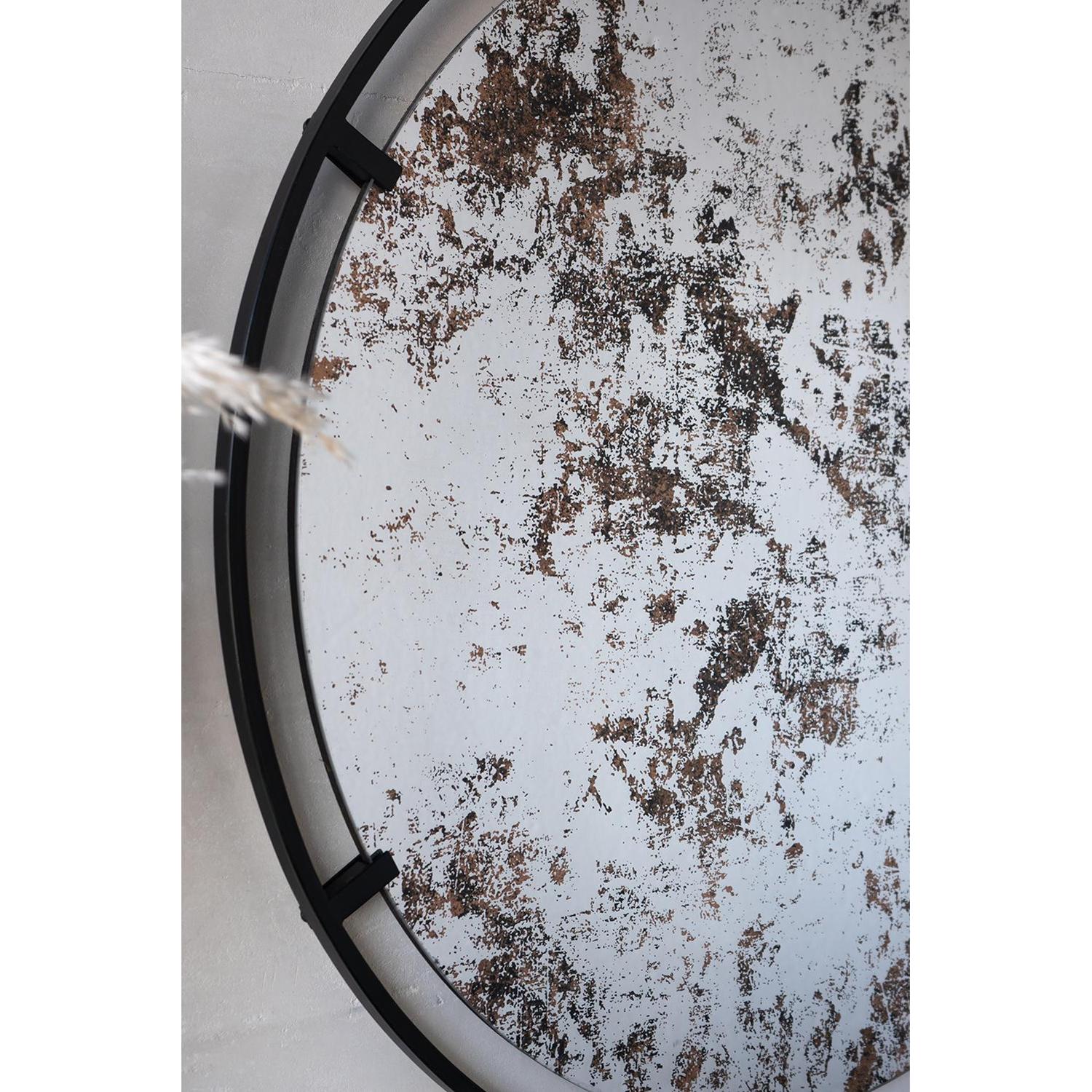 32" Black Round Iron Framed Accent Mirror - Image 9