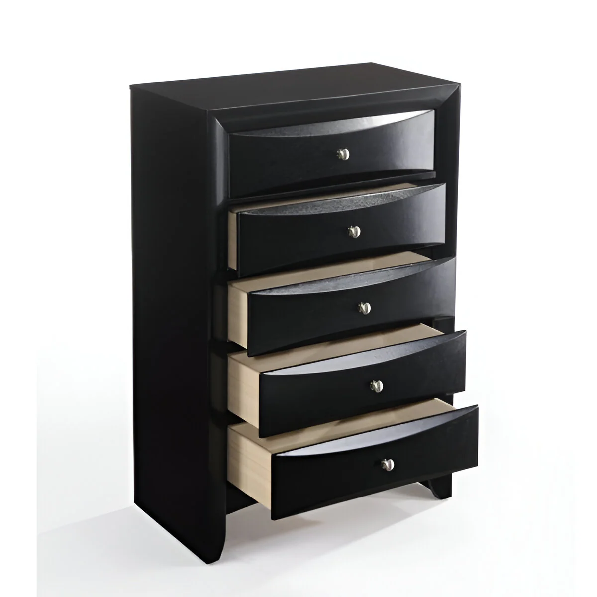 32" Black Solid Wood Five Drawer Standard Chest - Image 4