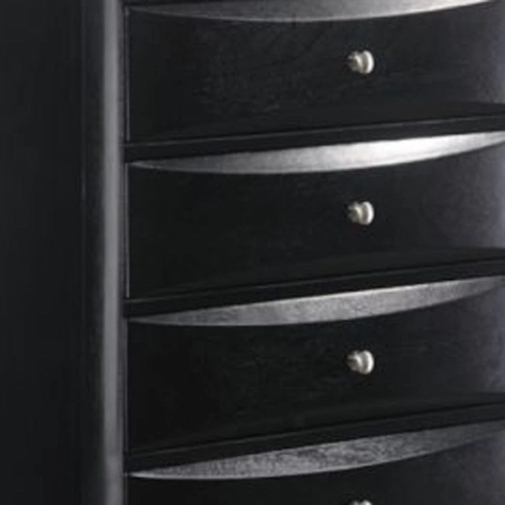 32" Black Solid Wood Five Drawer Standard Chest - Image 6