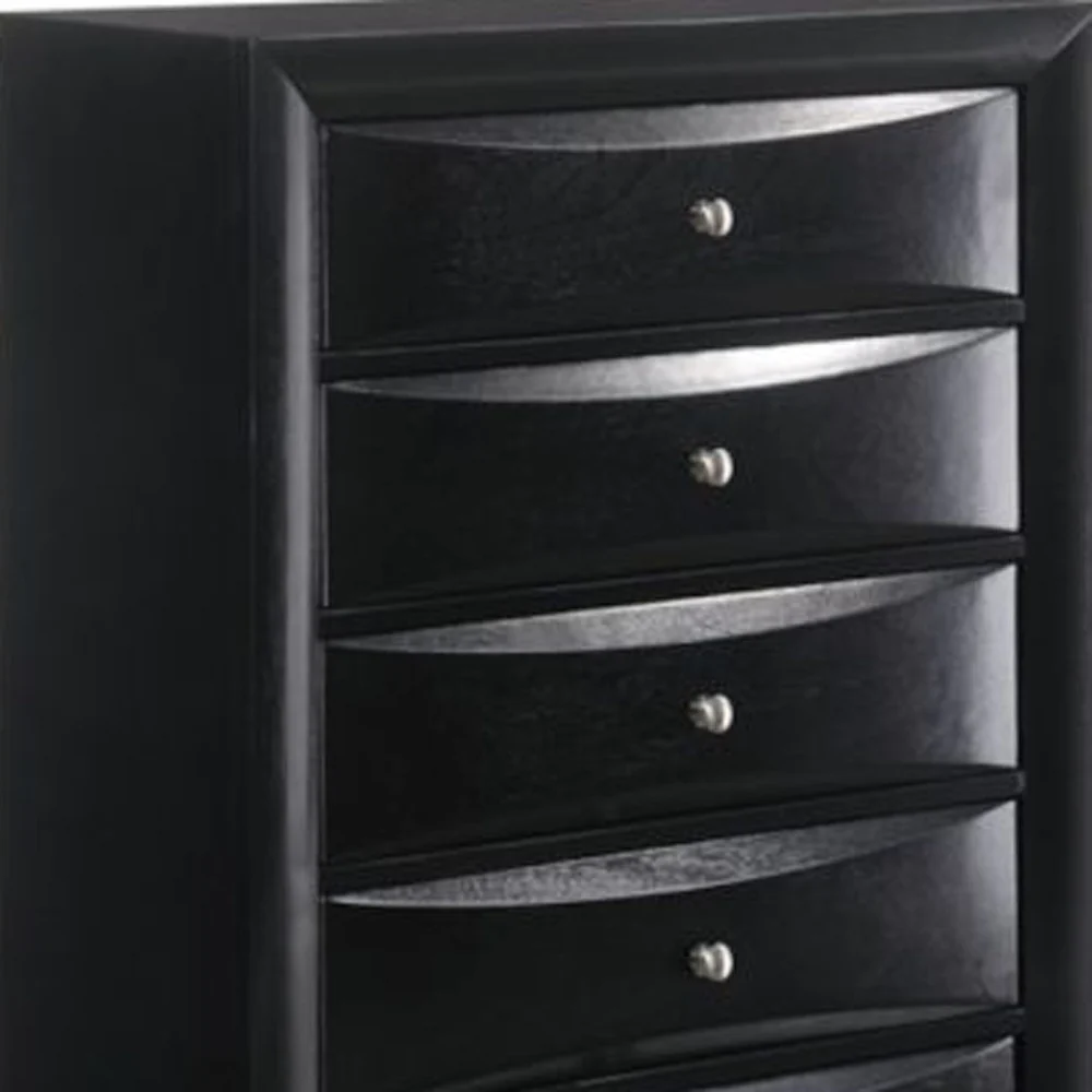 32" Black Solid Wood Five Drawer Standard Chest - Image 7