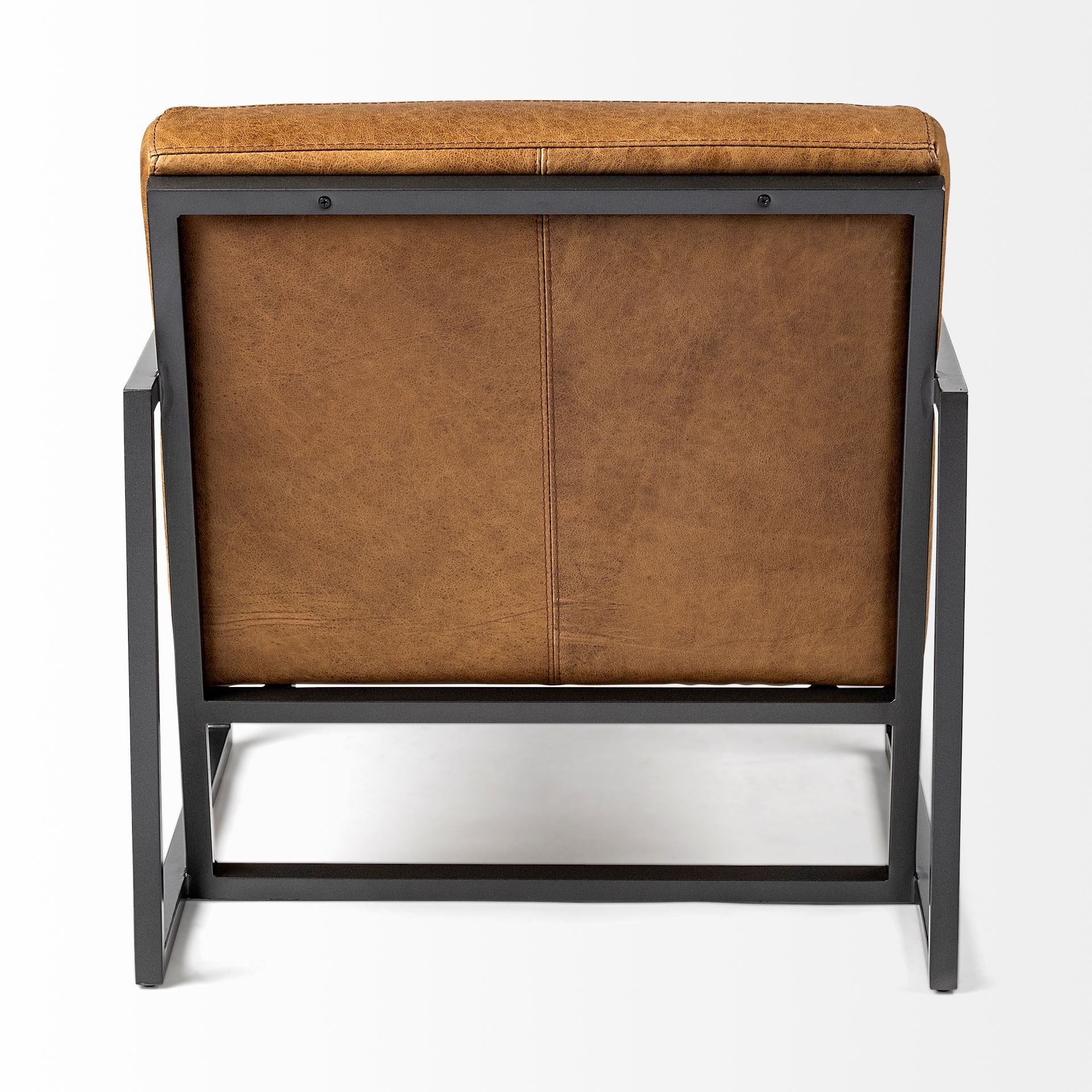 32" Brown And Black Faux Leather Distressed Arm Chair - Image 4