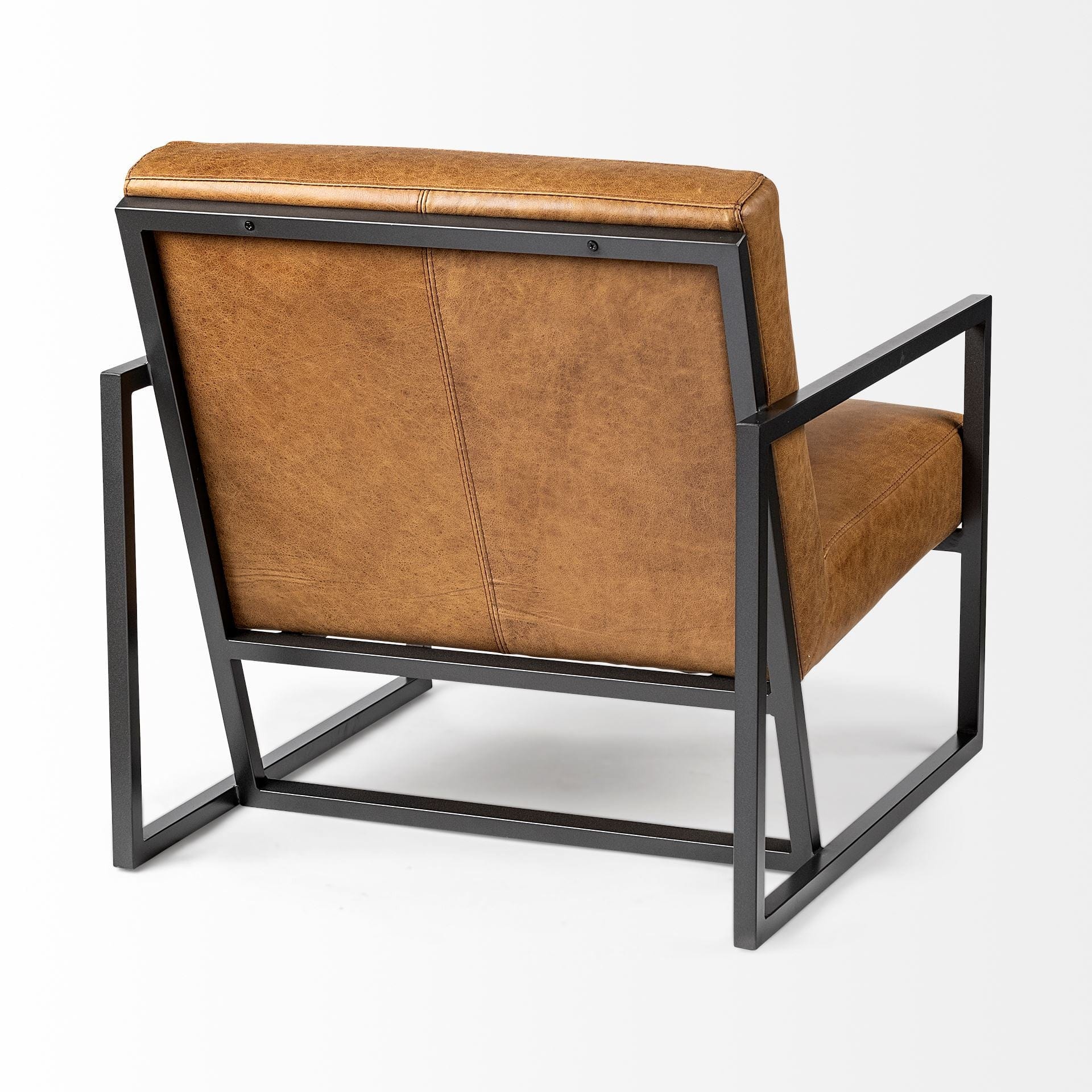 32" Brown And Black Faux Leather Distressed Arm Chair - Image 5
