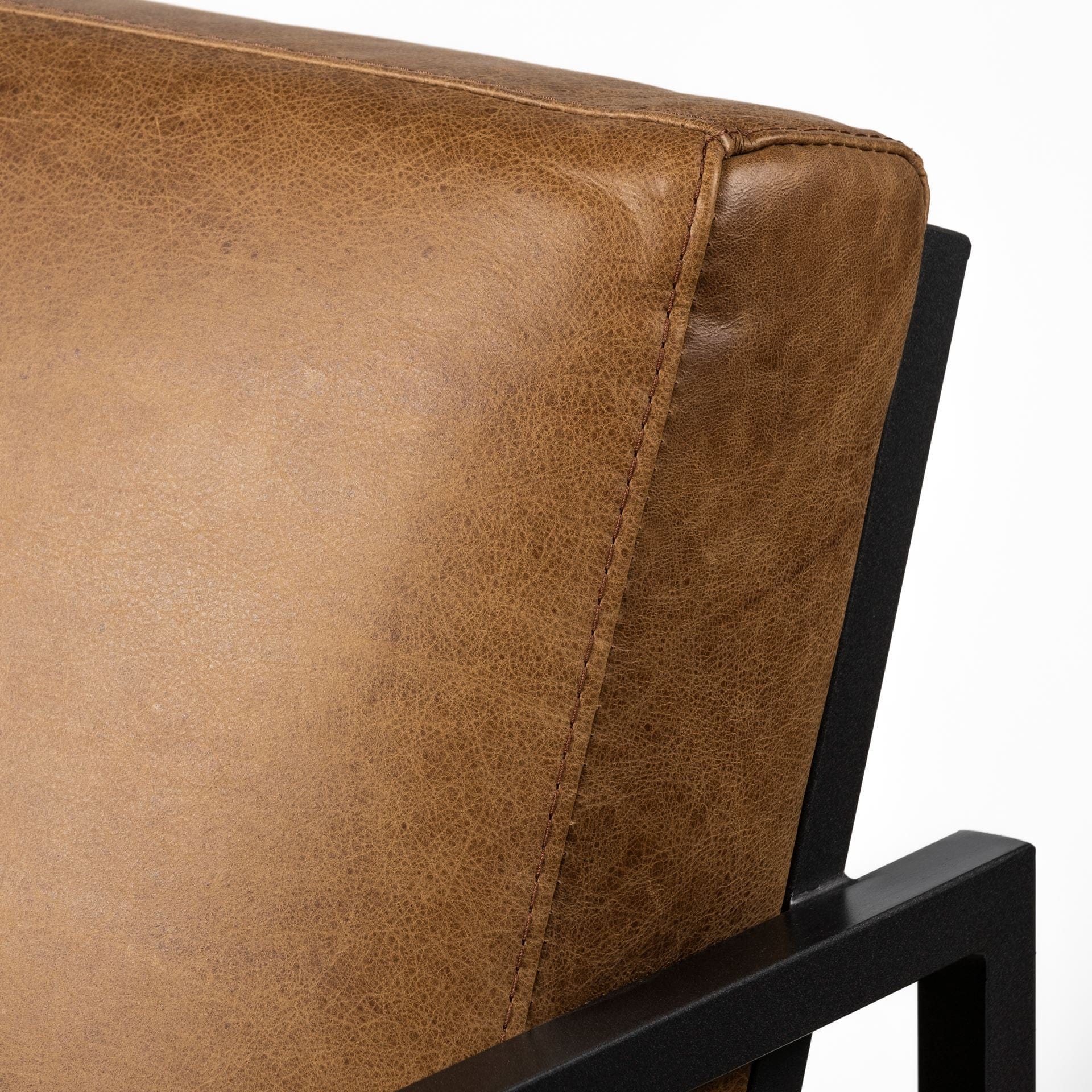 32" Brown And Black Faux Leather Distressed Arm Chair - Image 6