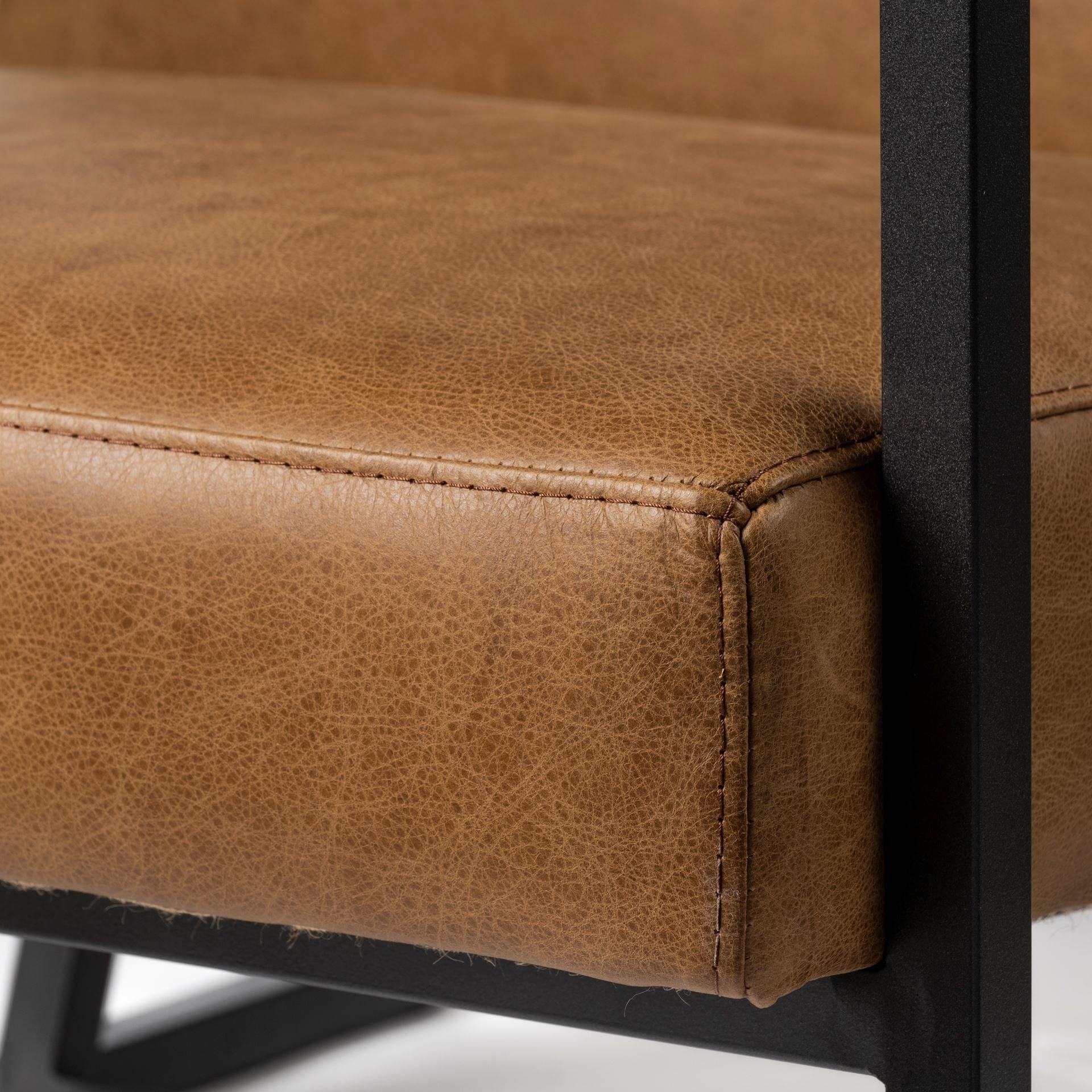 32" Brown And Black Faux Leather Distressed Arm Chair - Image 8