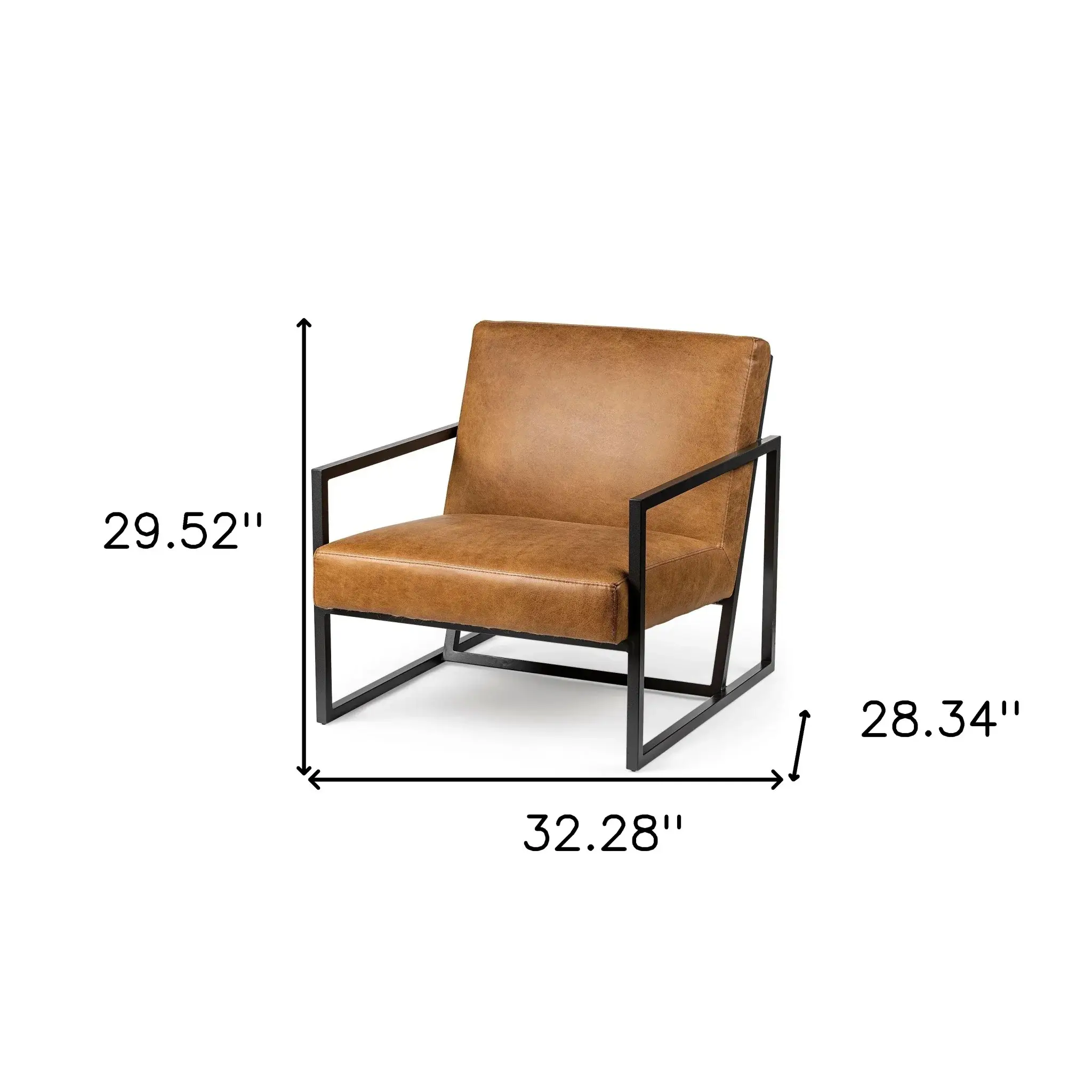 32" Brown And Black Faux Leather Distressed Arm Chair - Image 9