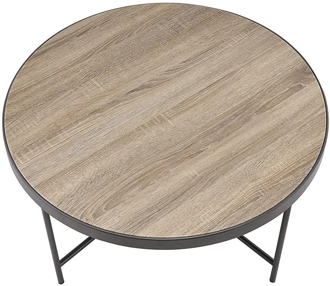 32" Brown And Black Iron Round Coffee Table - Image 2