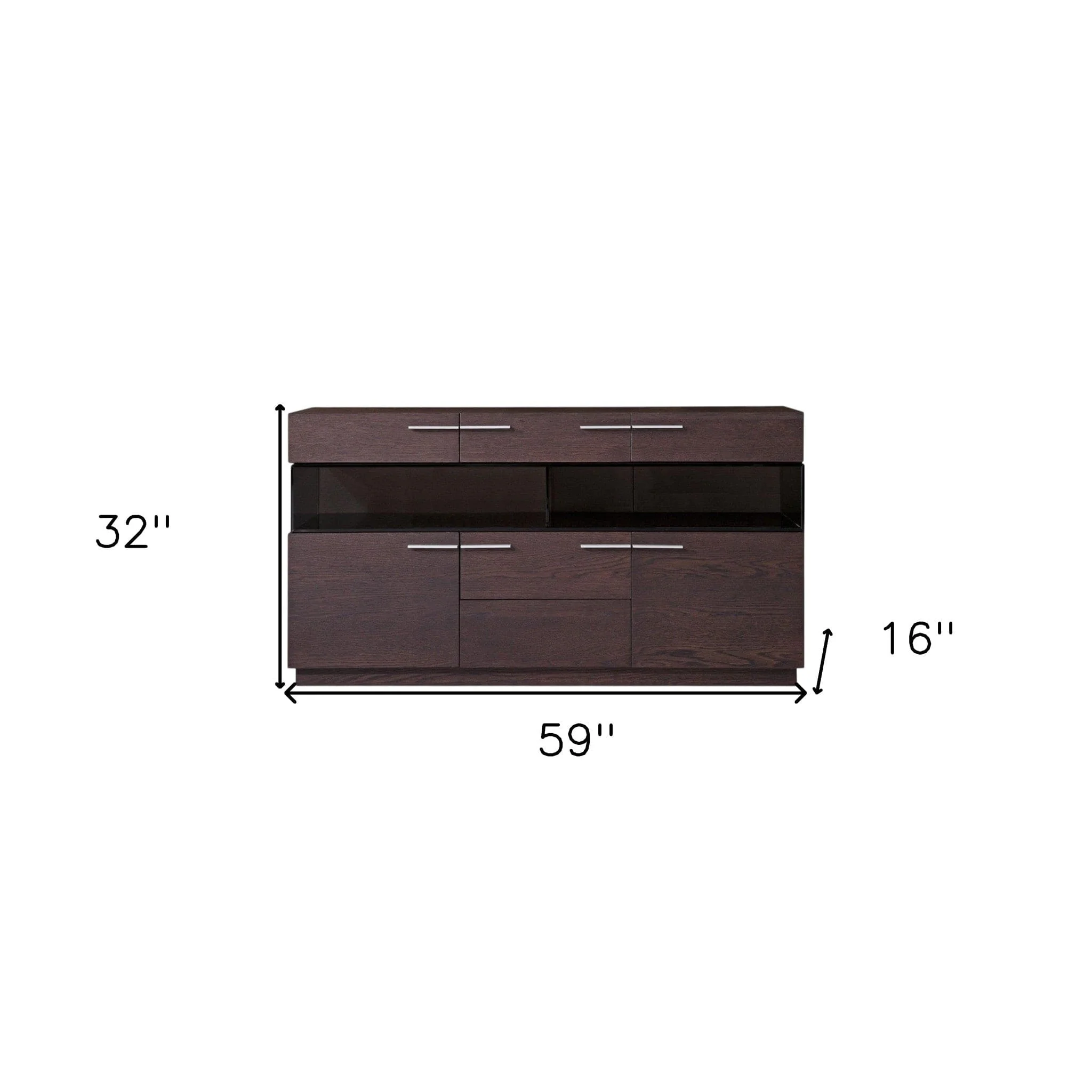 32" Brown Veneer And Glass Buffet - Image 7