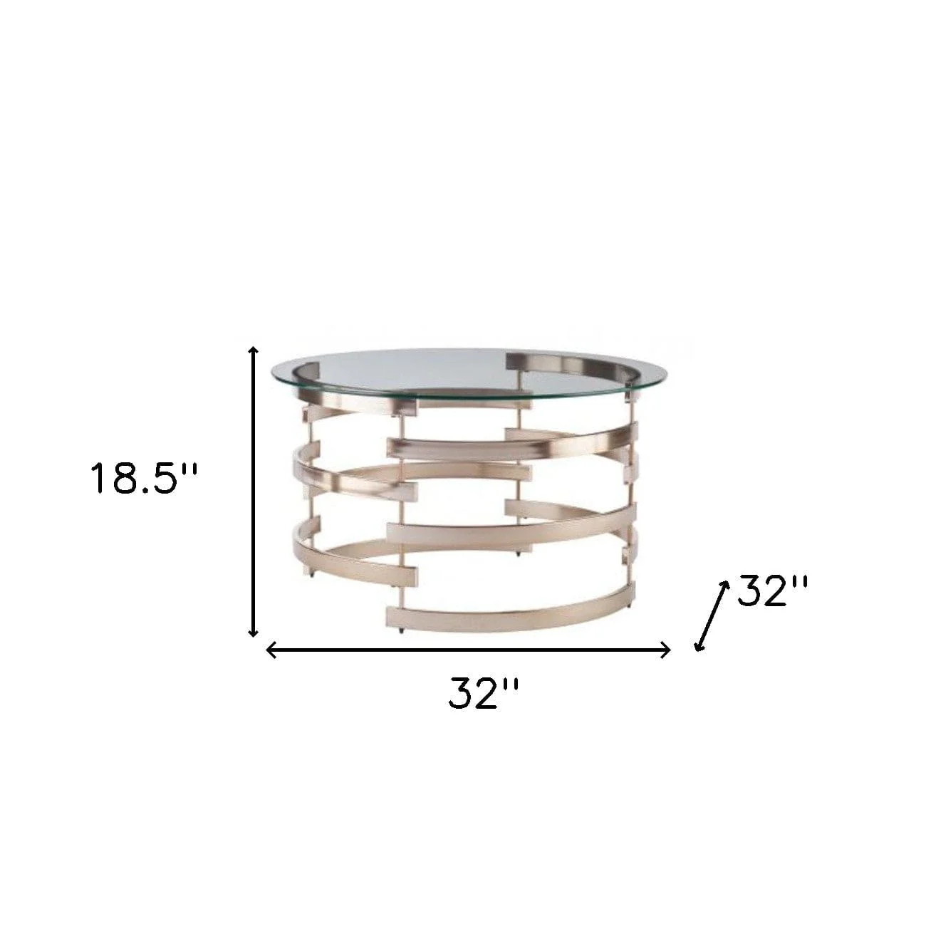 32" Clear And Champagne Glass And Metal With Iron Round Coffee Table - Image 6