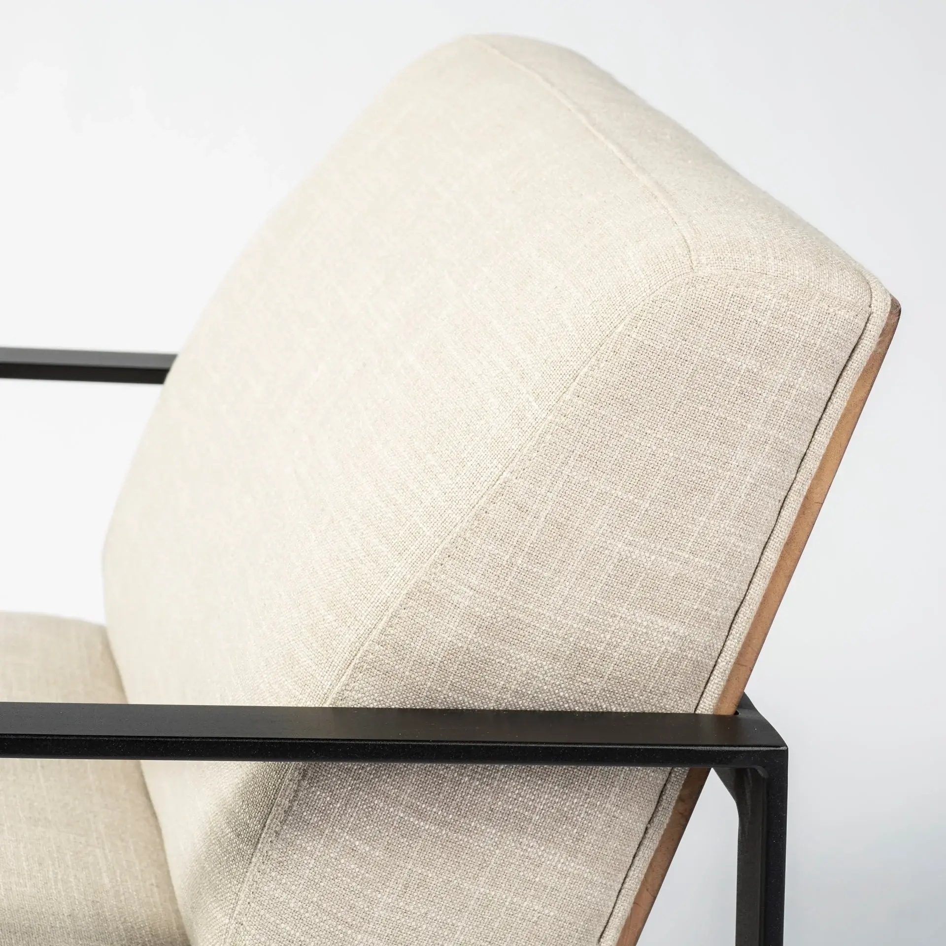32" Cream And Black Fabric Arm Chair - Image 7