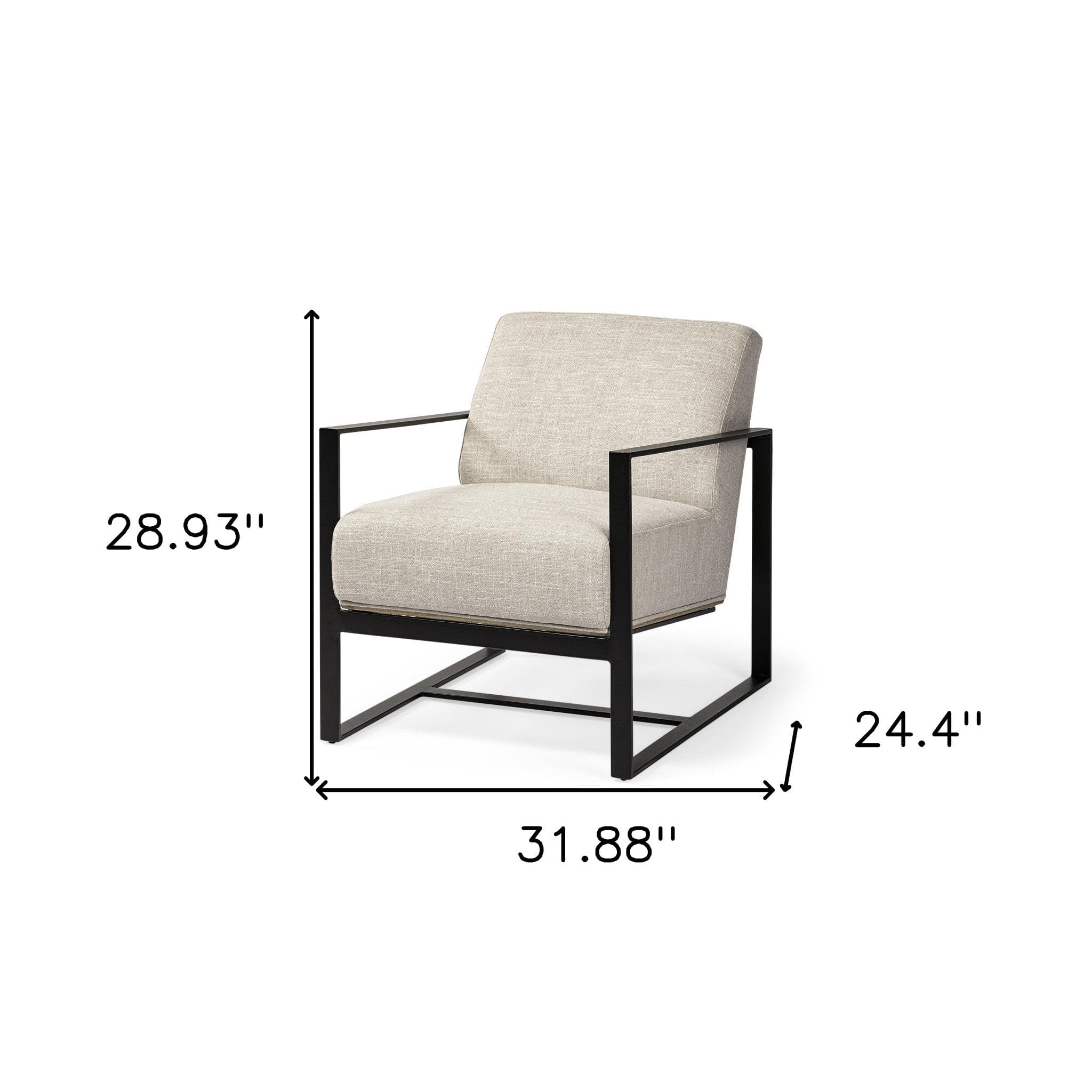 32" Cream And Black Fabric Arm Chair - Image 8