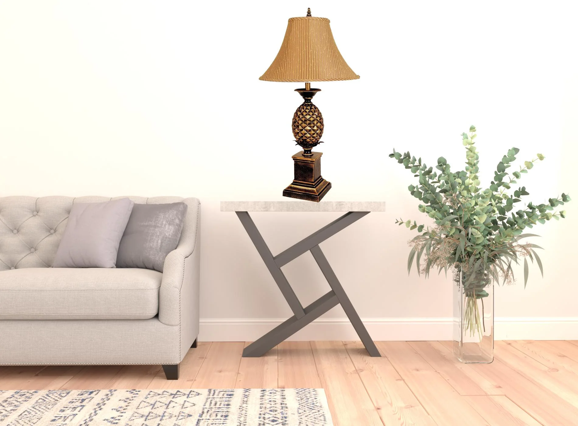 32" Gold Metal Pineapple Table Lamp With Gold Classic Empire Shade - Image 3