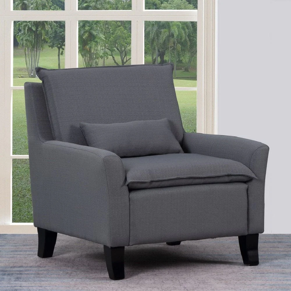 32" Gray And Black Fabric Arm Chair - Image 4