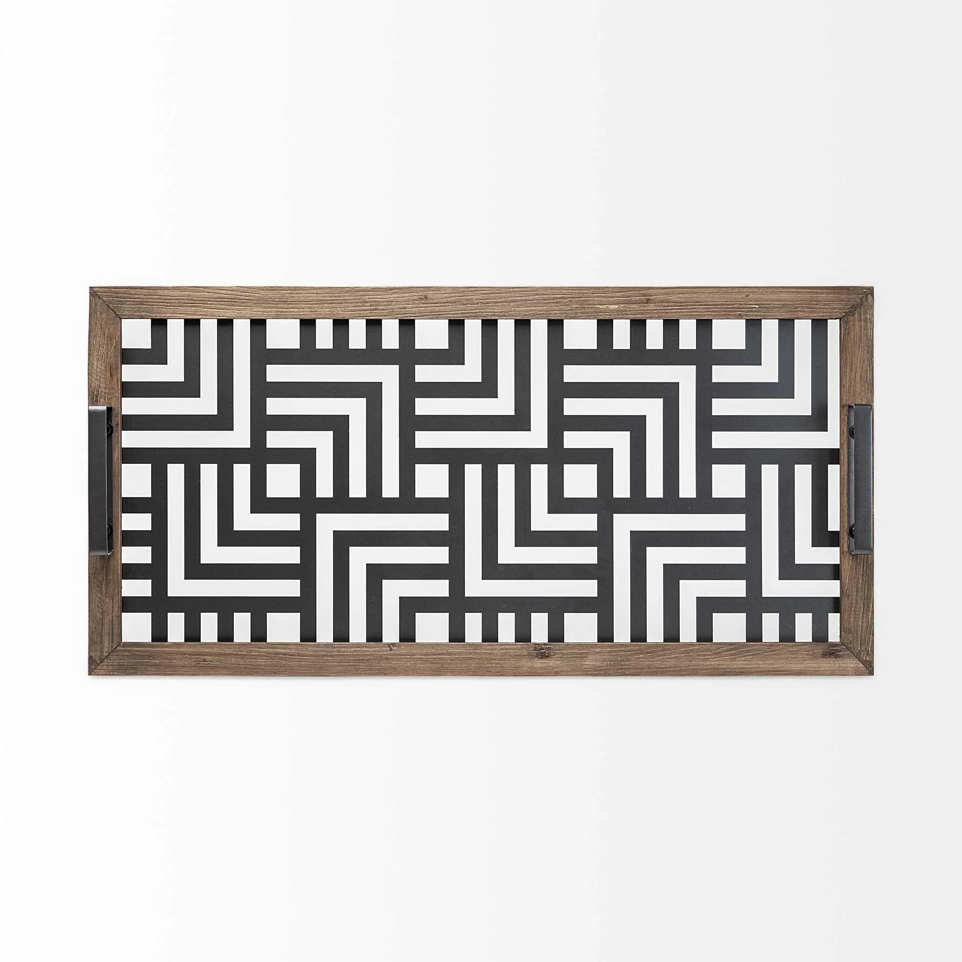 32" Gray Metal Indoor Outdoor Tray With Handles - Image 4