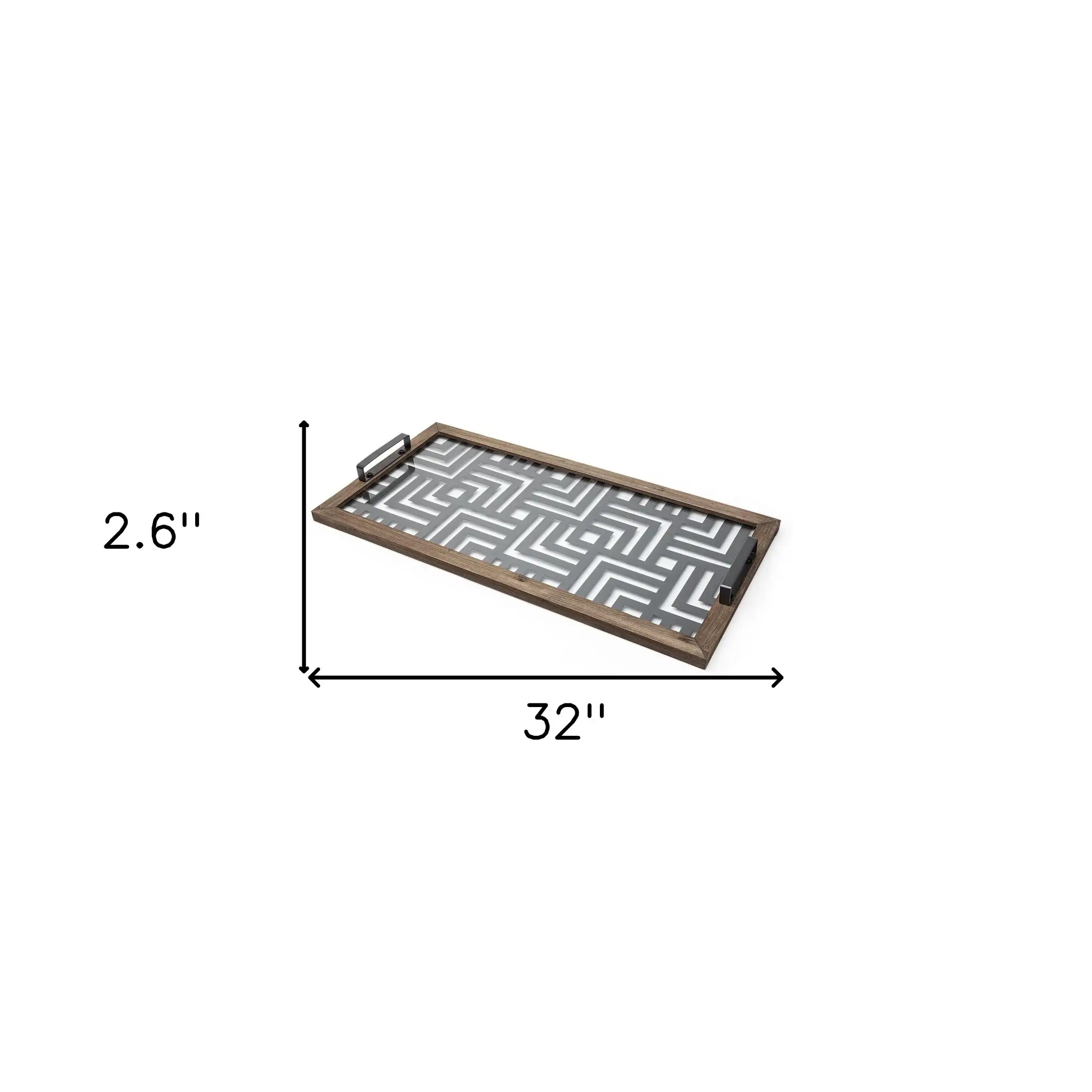 32" Gray Metal Indoor Outdoor Tray With Handles - Image 9