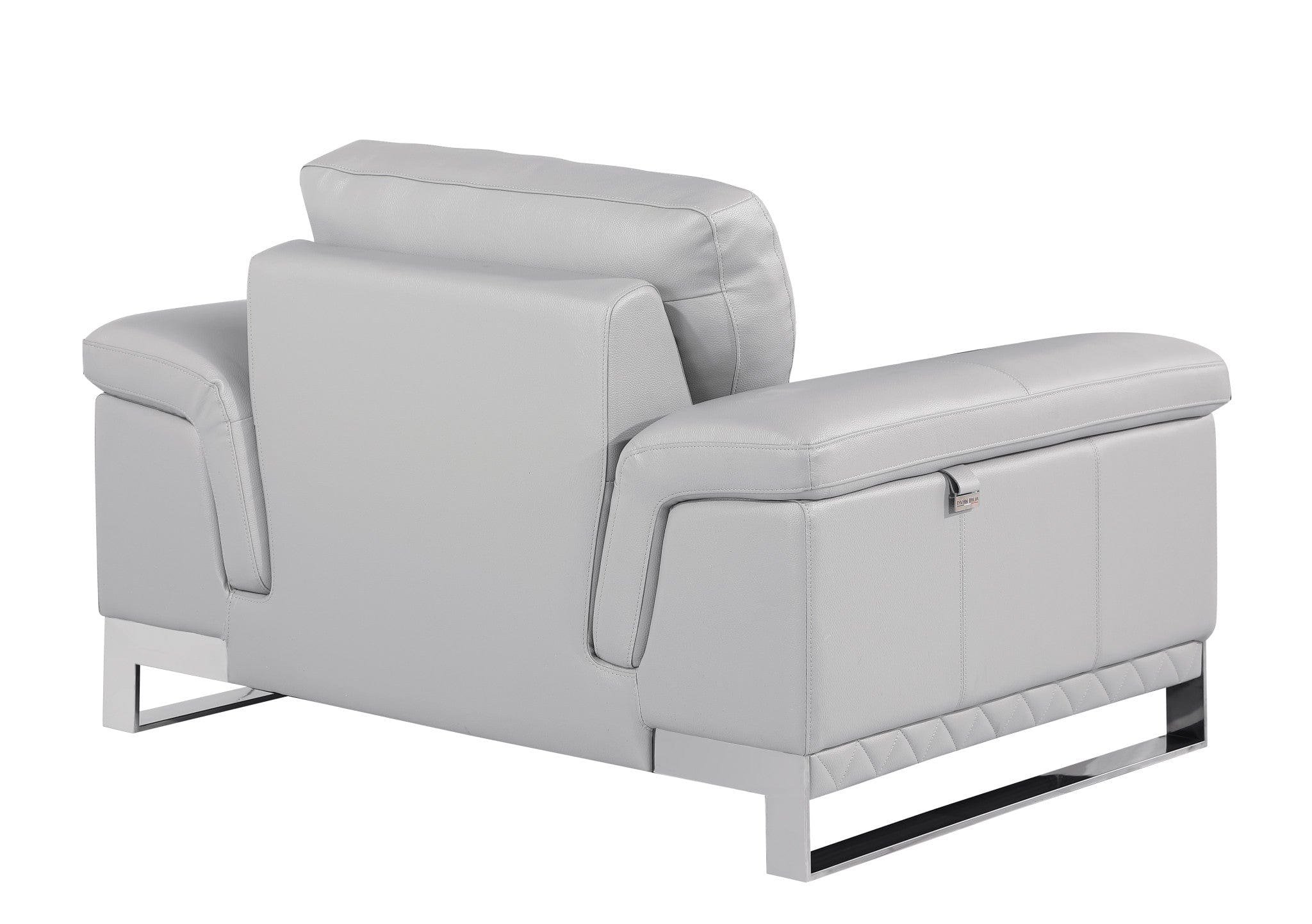 32" Grey Lovely Light Leather Chair - Image 2