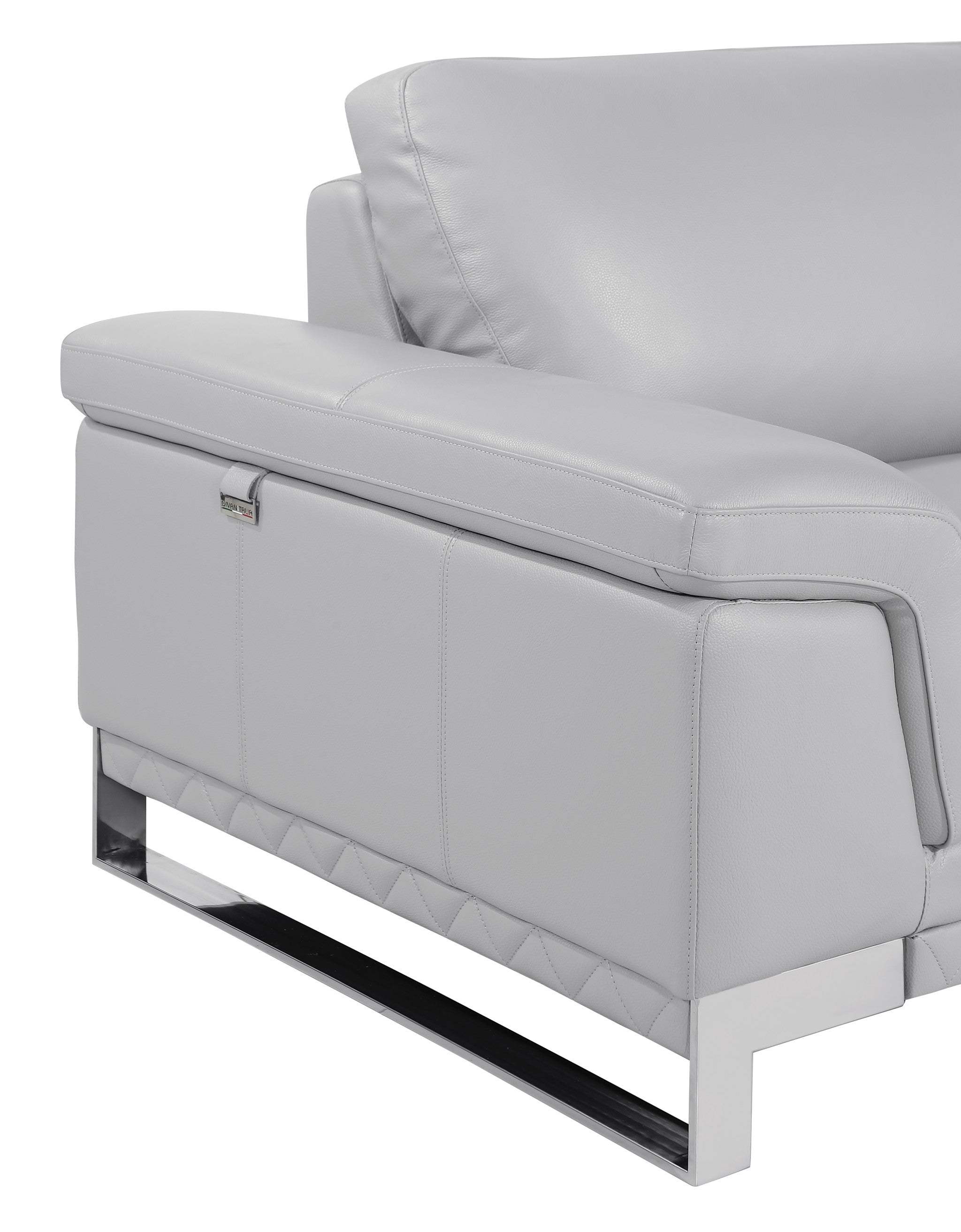 32" Grey Lovely Light Leather Chair - Image 5