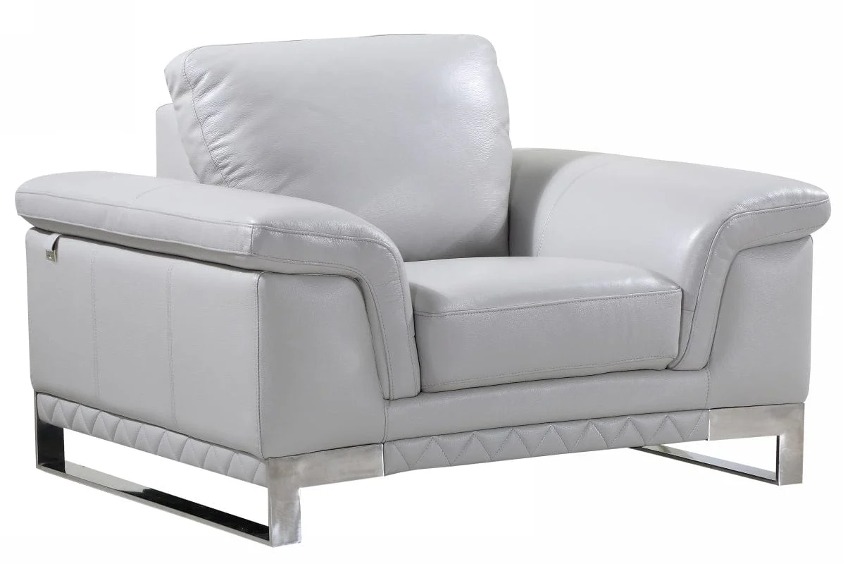 32" Grey Lovely Light Leather Chair - Image 8
