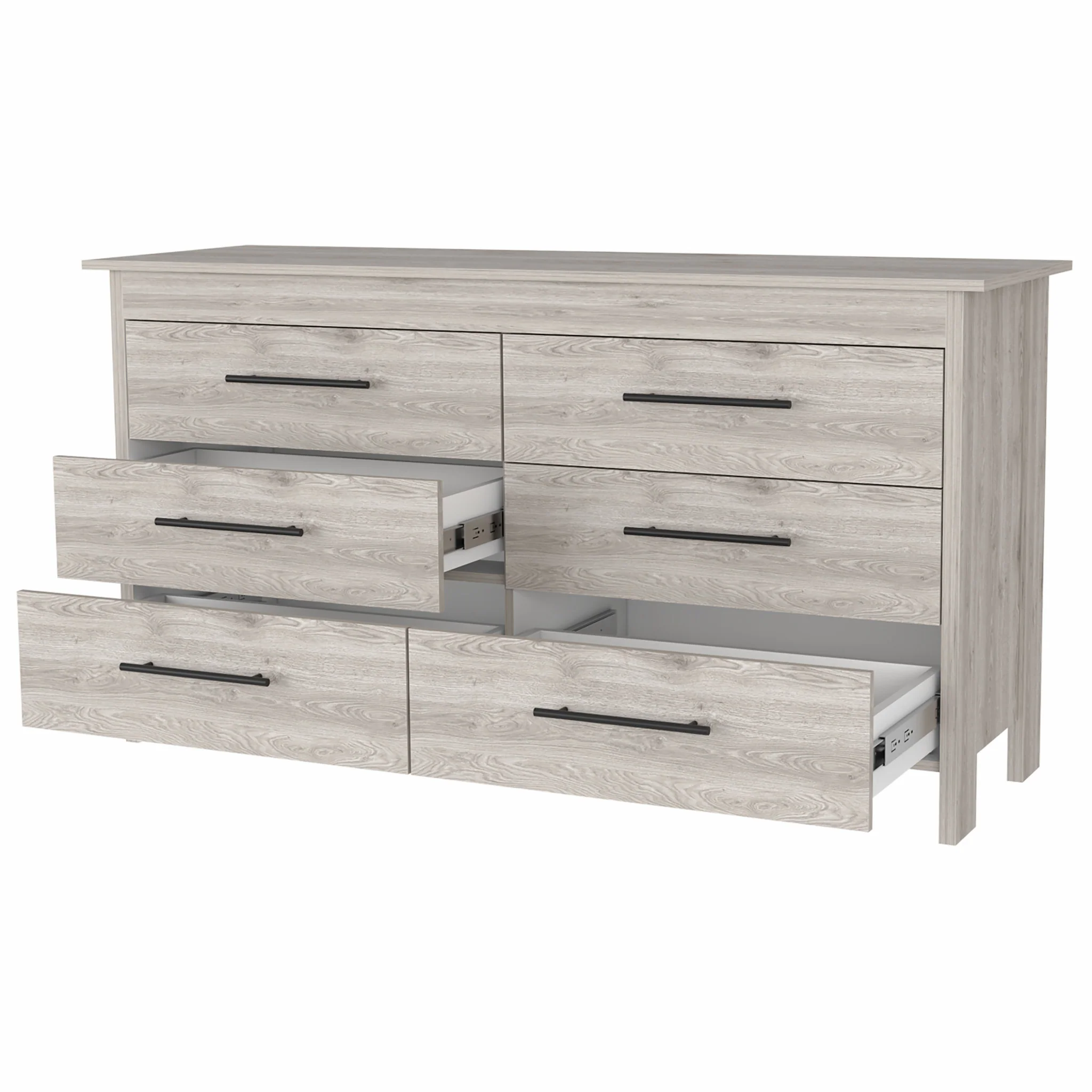 32" Light Gray Six Drawer Double Dresser - Image 3