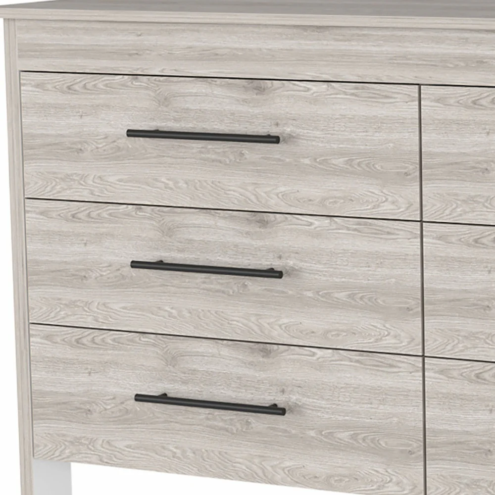 32" Light Gray Six Drawer Double Dresser - Image 4