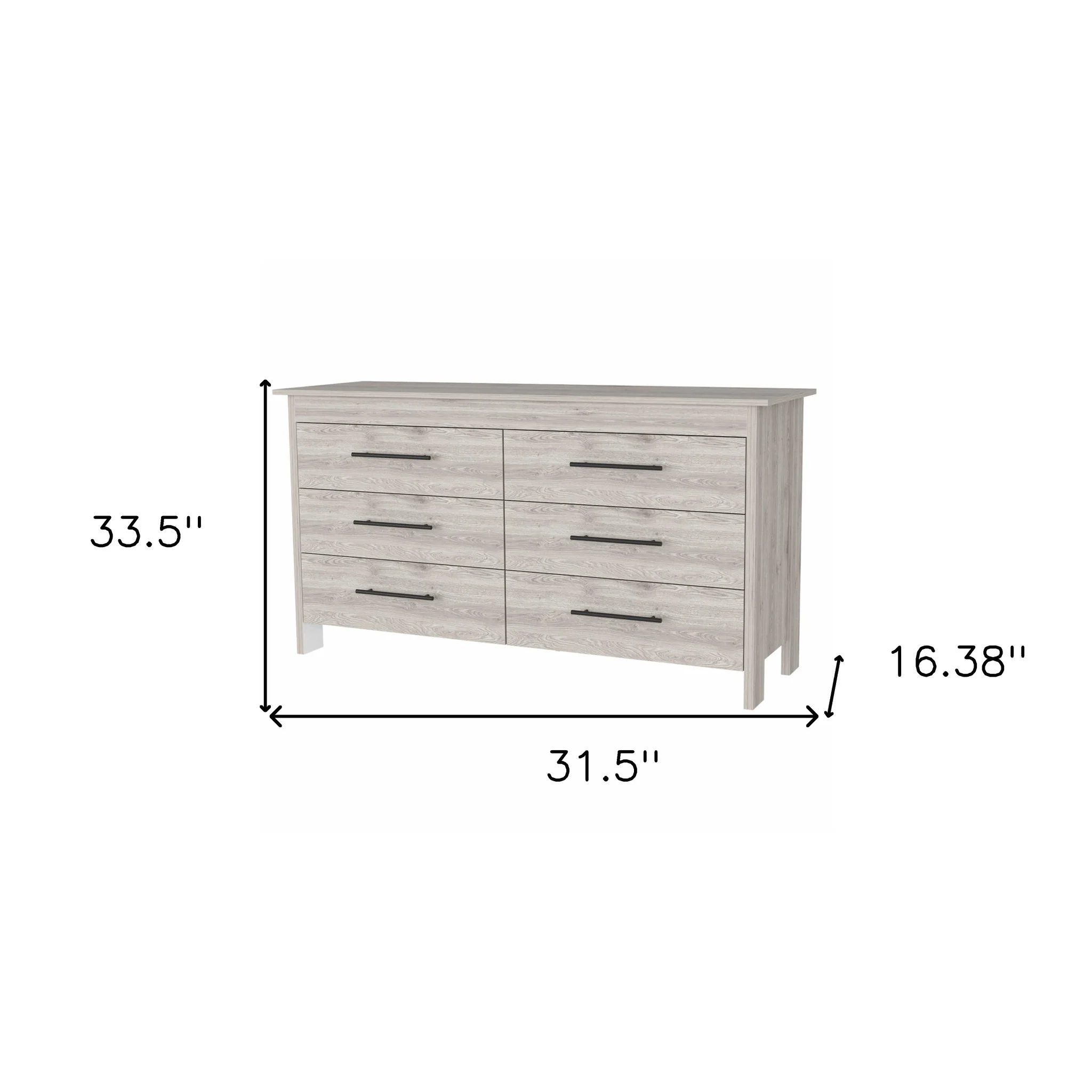 32" Light Gray Six Drawer Double Dresser - Image 8