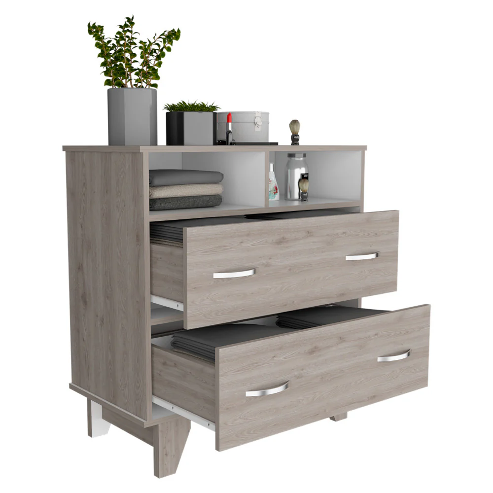 32" Light Grey Manufactured Wood Two Drawer Dresser - Image 3