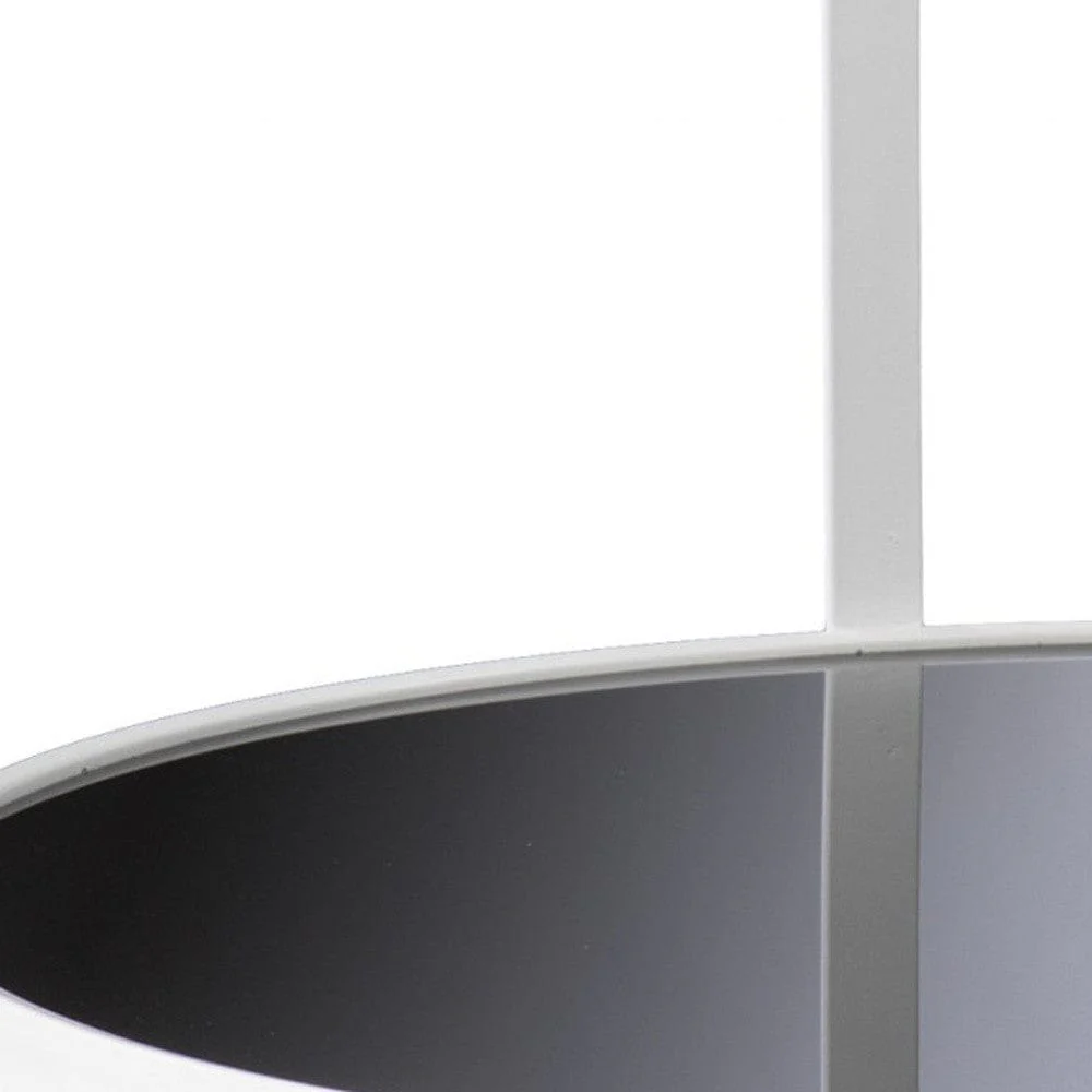 32" White Glass And Metal Two Tier Round Coffee Table - Image 6