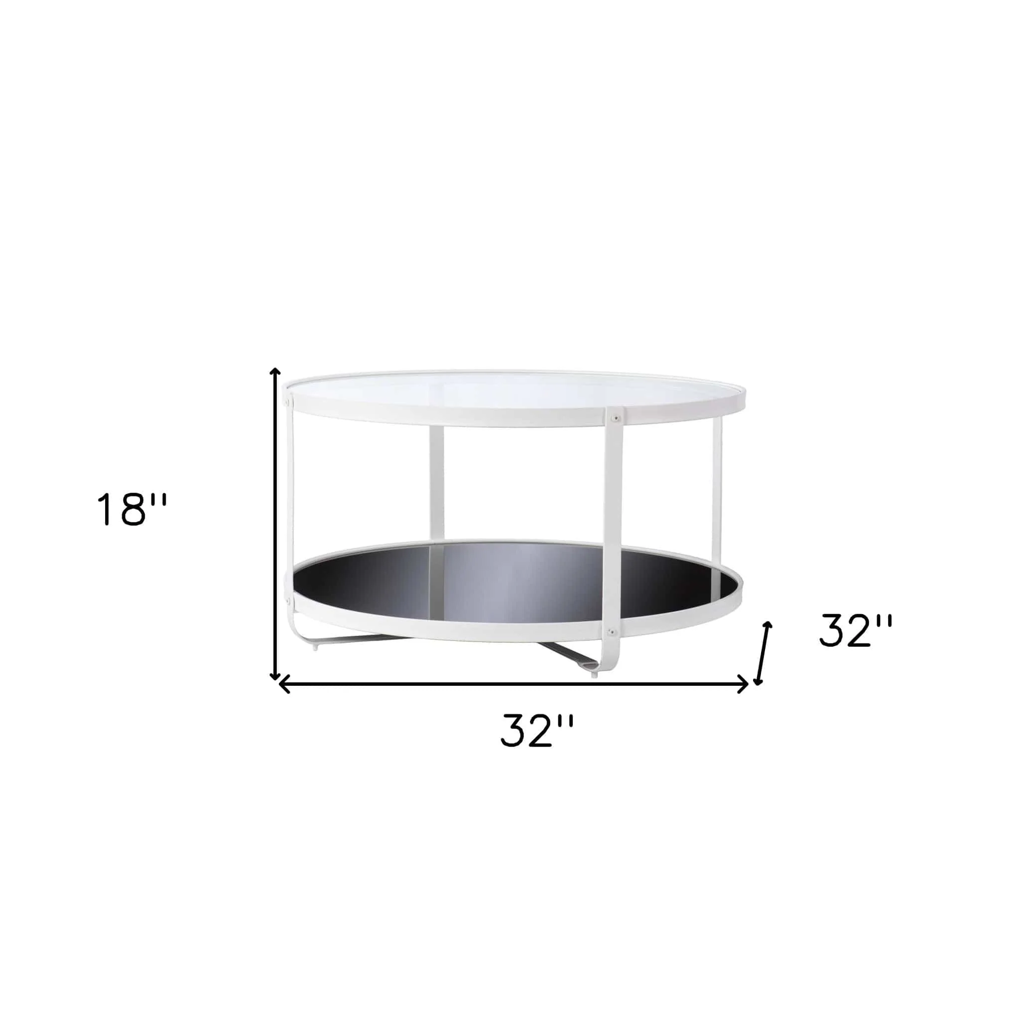 32" White Glass And Metal Two Tier Round Coffee Table - Image 9