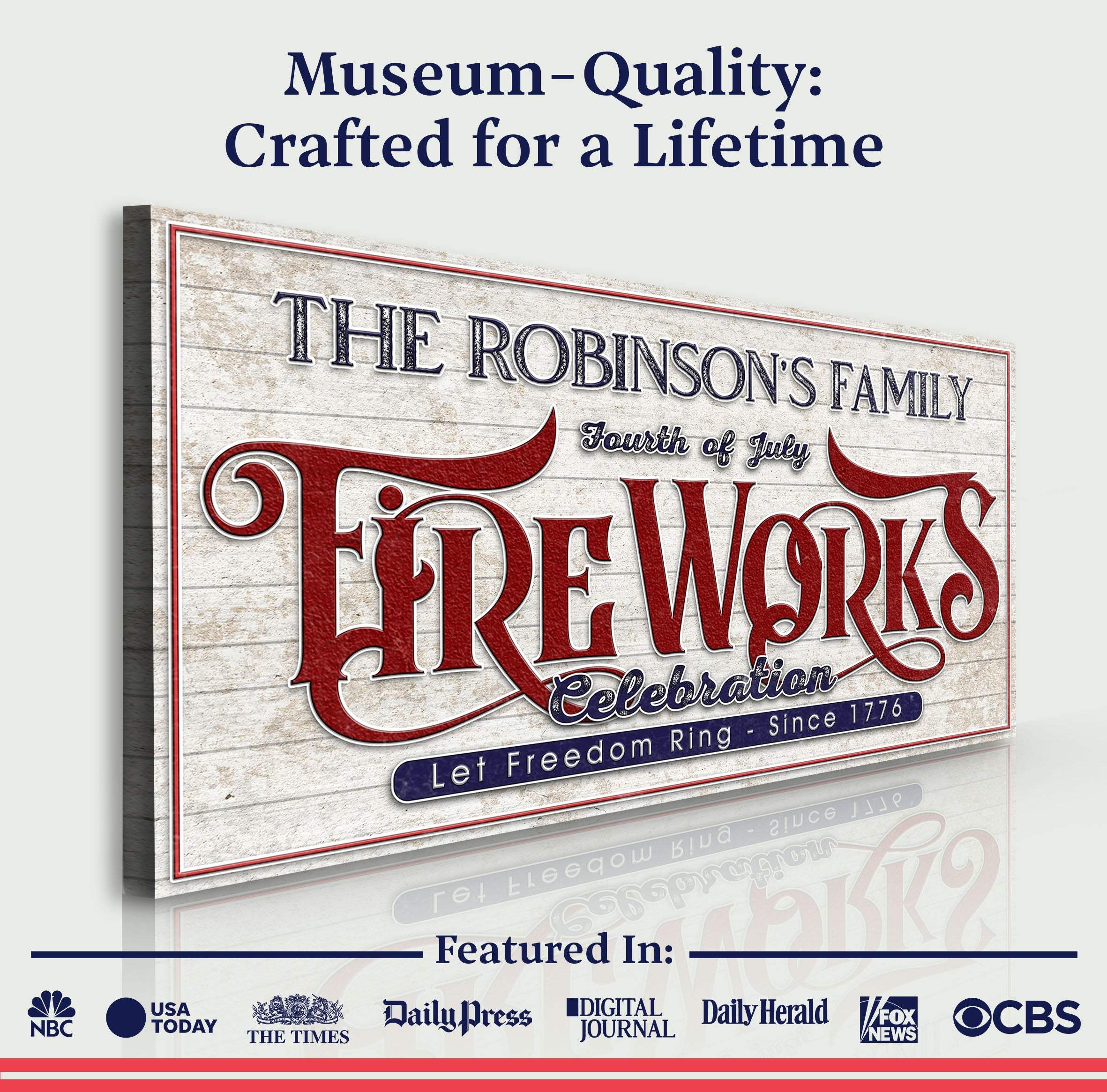 4th of July Fireworks Celebration Personalized Sign - Image 5