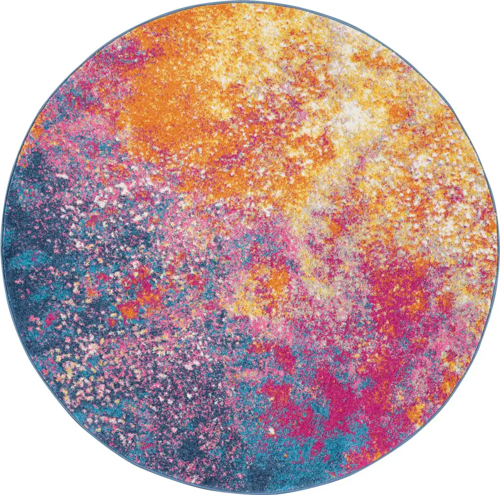 5' Sunset Round Abstract Power Loom Area Rug - Image 4