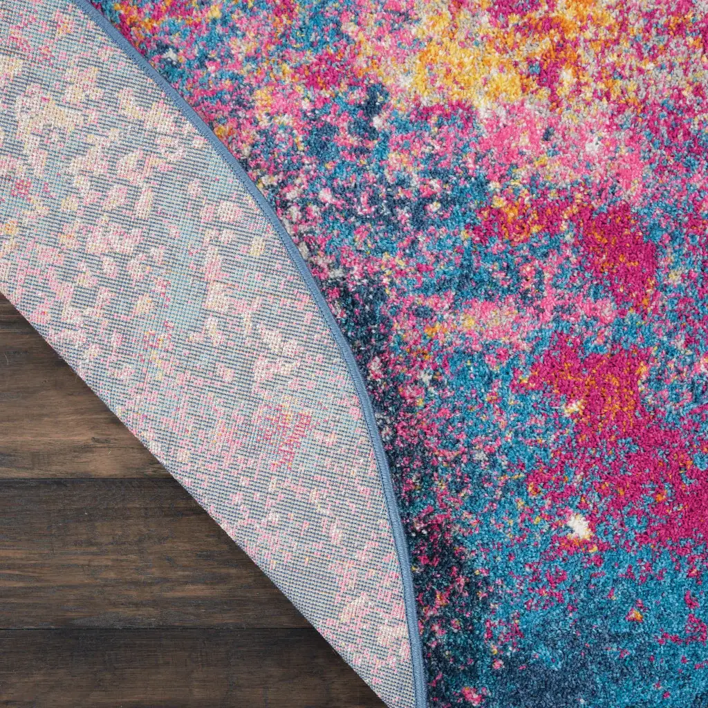 5' Sunset Round Abstract Power Loom Area Rug - Image 5
