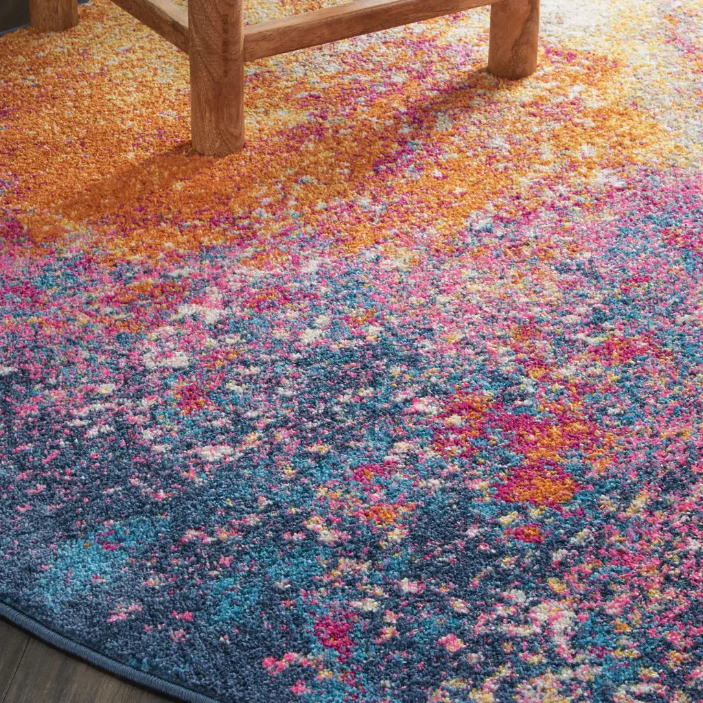 5' Sunset Round Abstract Power Loom Area Rug - Image 7