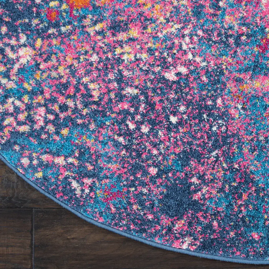 5' Sunset Round Abstract Power Loom Area Rug - Image 9