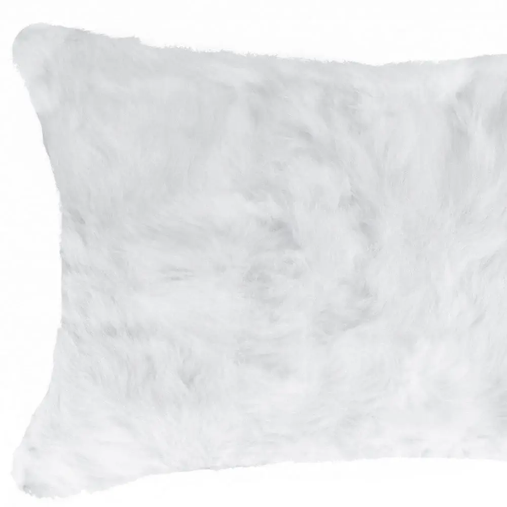 5" X 12" X 20" 100% Natural Rabbit Fur White Pillow - Image 3