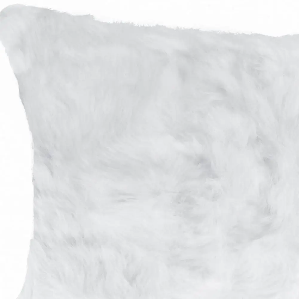 5" X 12" X 20" 100% Natural Rabbit Fur White Pillow - Image 4