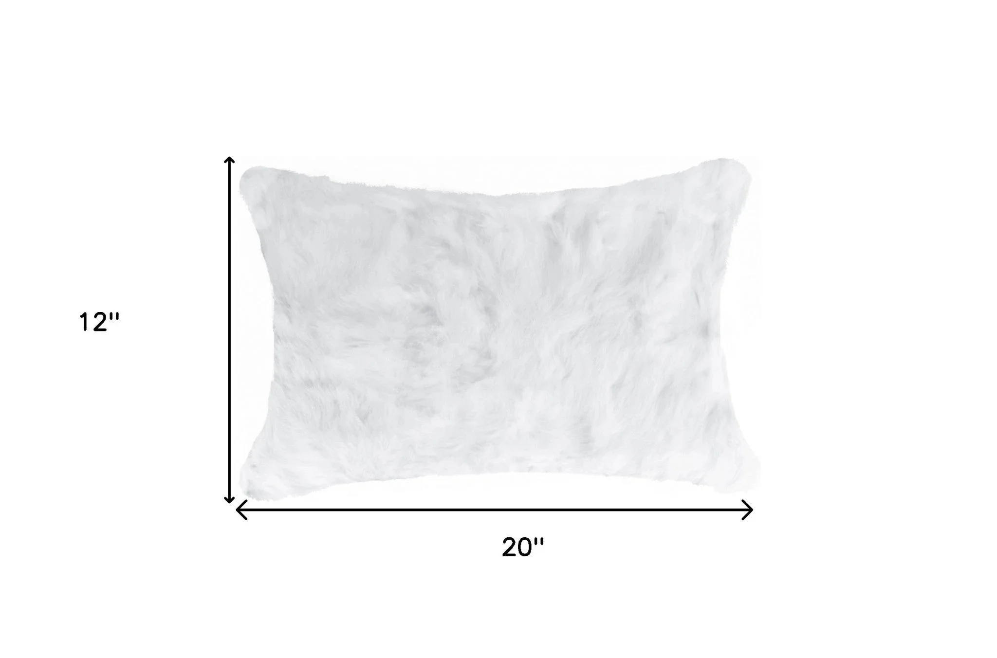 5" X 12" X 20" 100% Natural Rabbit Fur White Pillow - Image 7