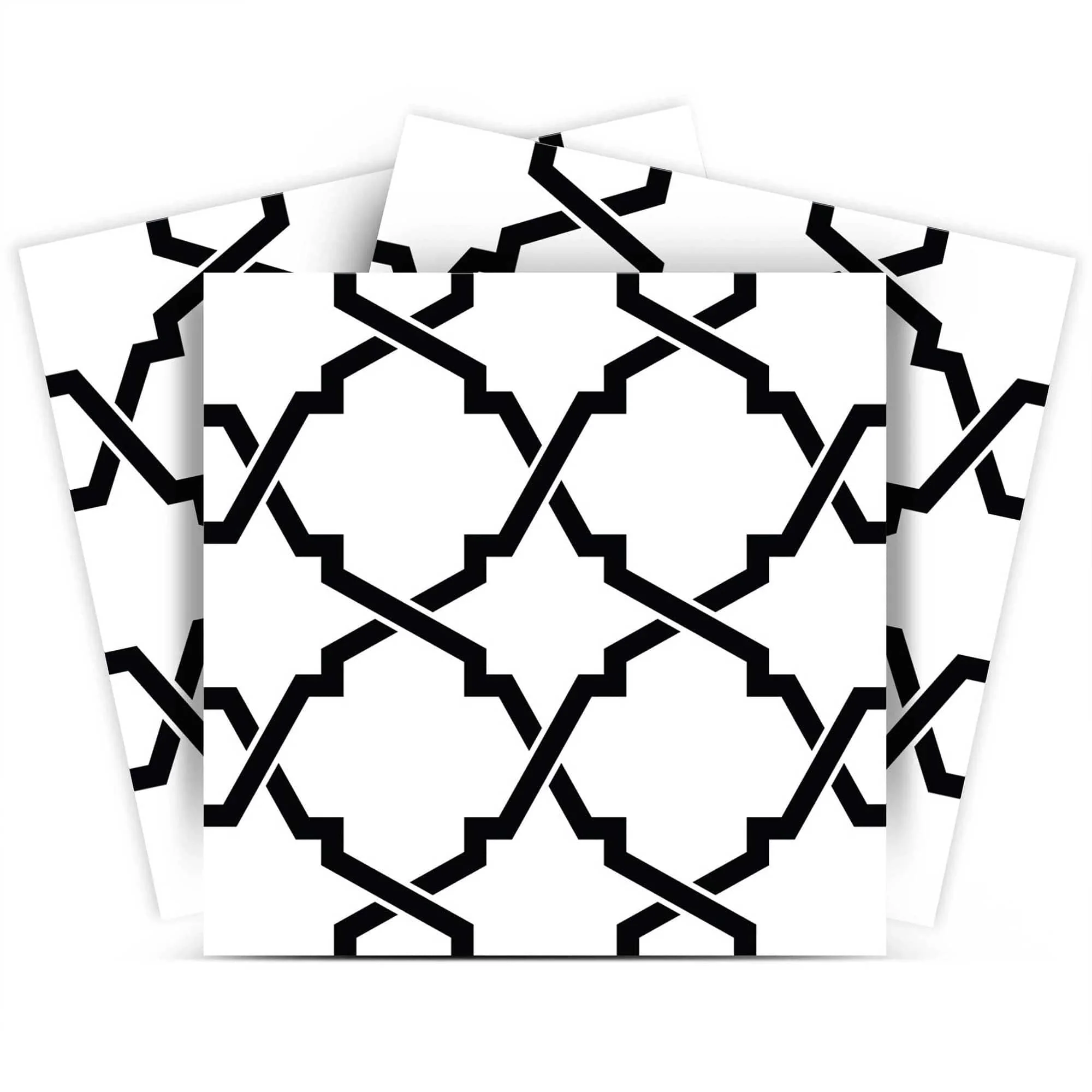 5" X 5" Black and White Quatrefoil Peel and Stick Tiles - Image 2