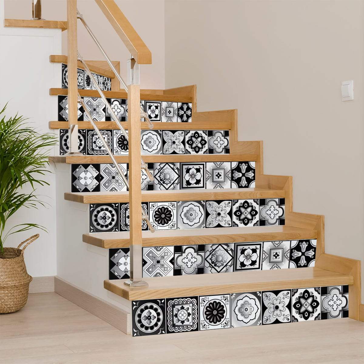 5" X 5" Black White And Gray Mosaic Peel And Stick Removable Tiles - Image 7